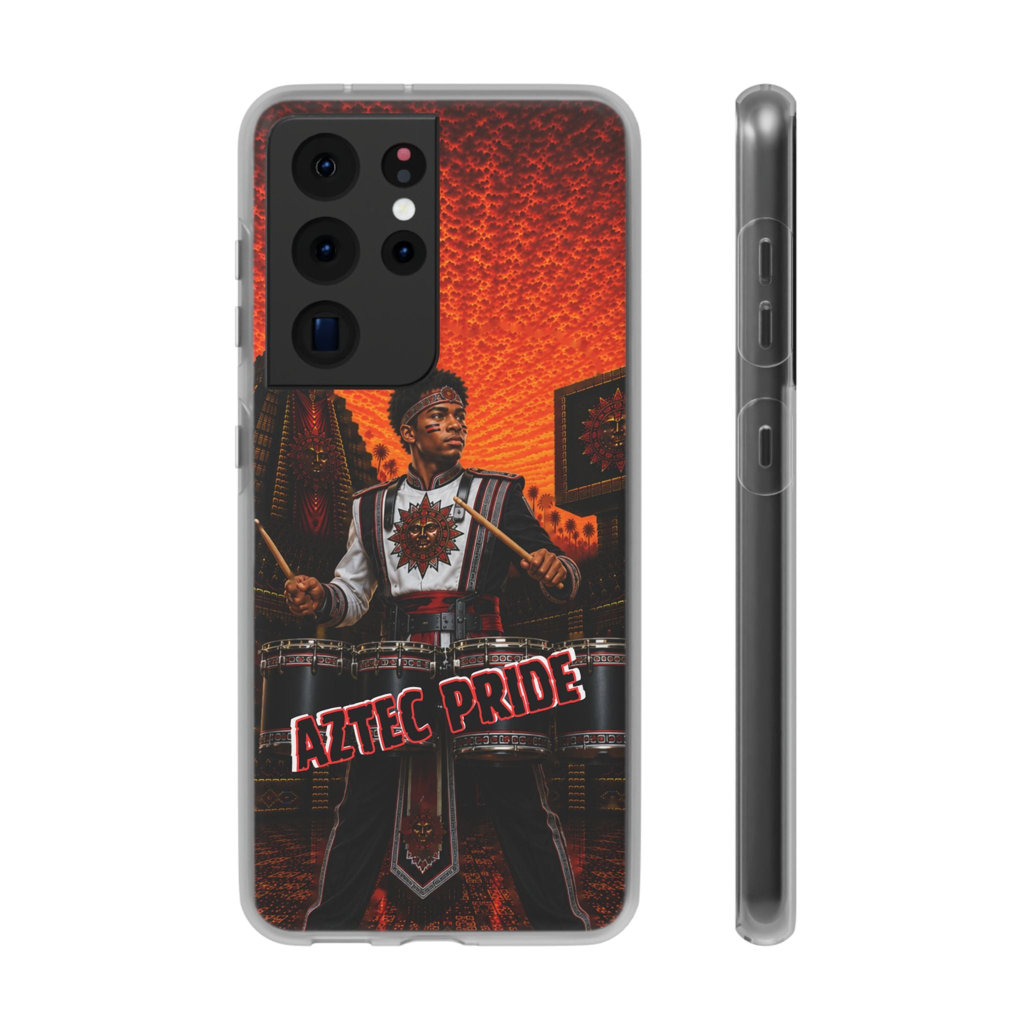 Aztec Band Warrior – Flexi Phone Case (iPhone & Samsung • Clear TPU • Made & Shipped in the USA • 🚚 FREE USA Shipping • Personalized Option)