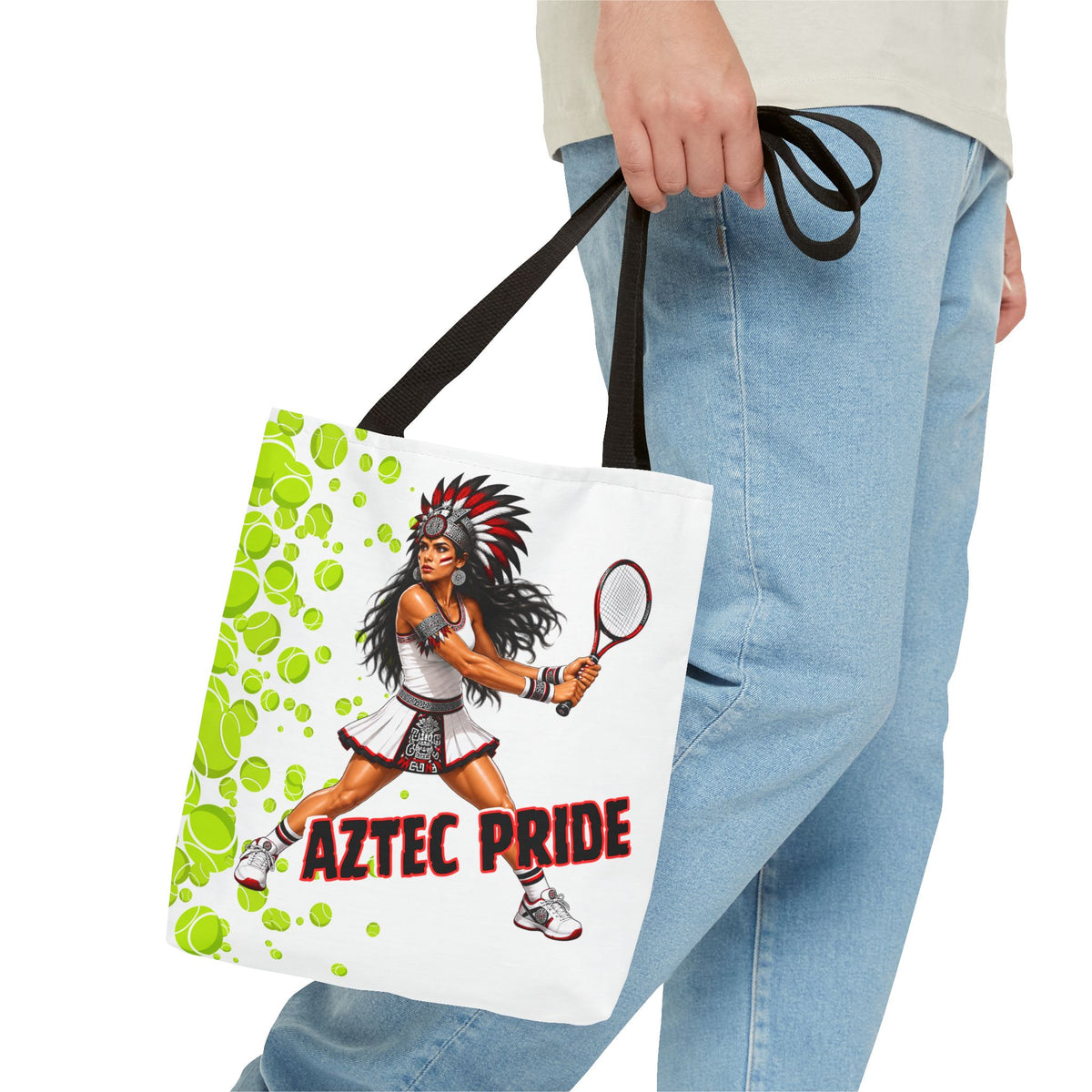 Aztec Tennis Female Warrior Tote Bag | Aztec-Inspired AI Art • Made & Shipped in the USA • 🚚 FREE USA Shipping • FREE Personalization