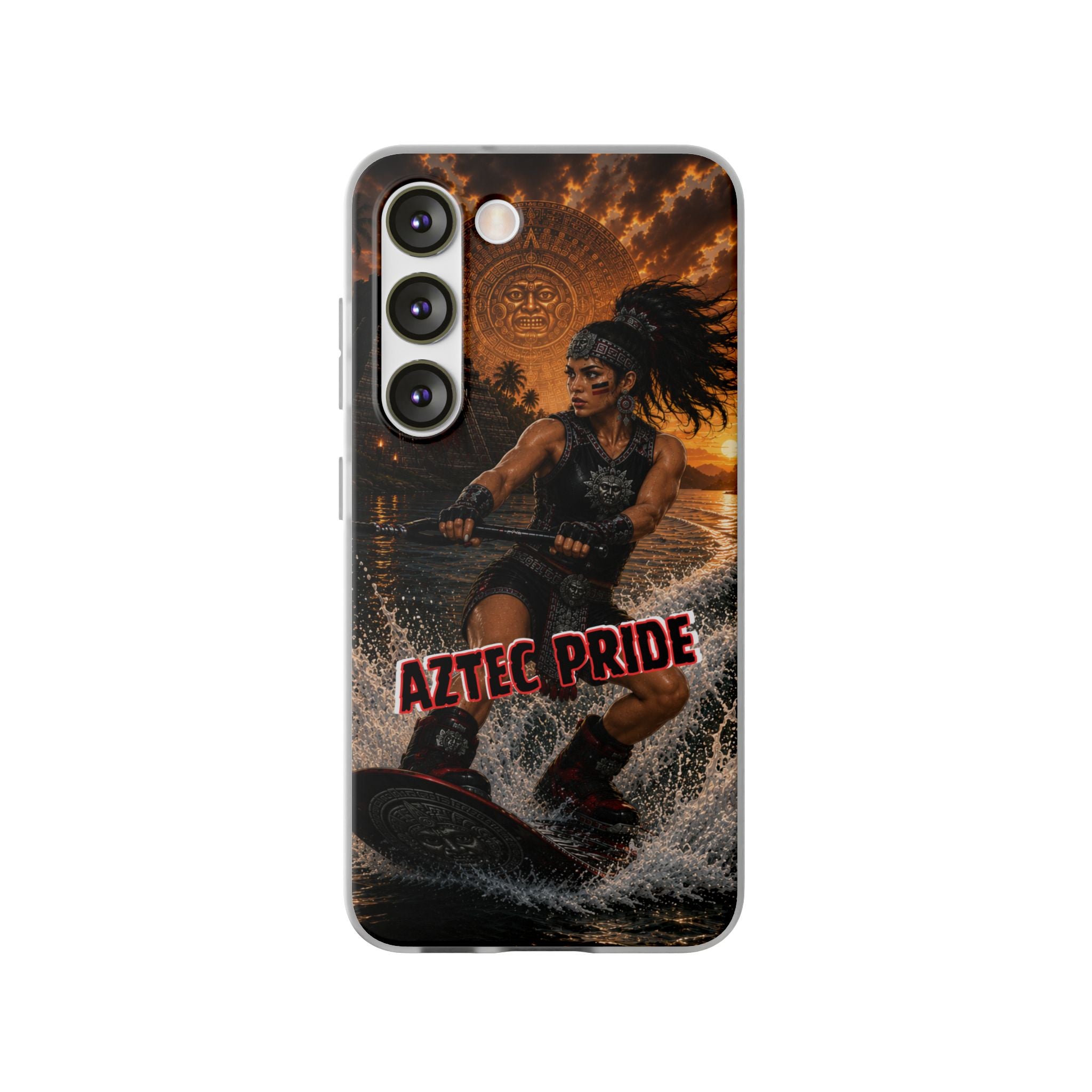 Aztec Wakeboard Female Warrior – Flexi Phone Case (iPhone & Samsung • Clear TPU • Made & Shipped in the USA • 🚚 FREE USA Shipping • Personalized Option)