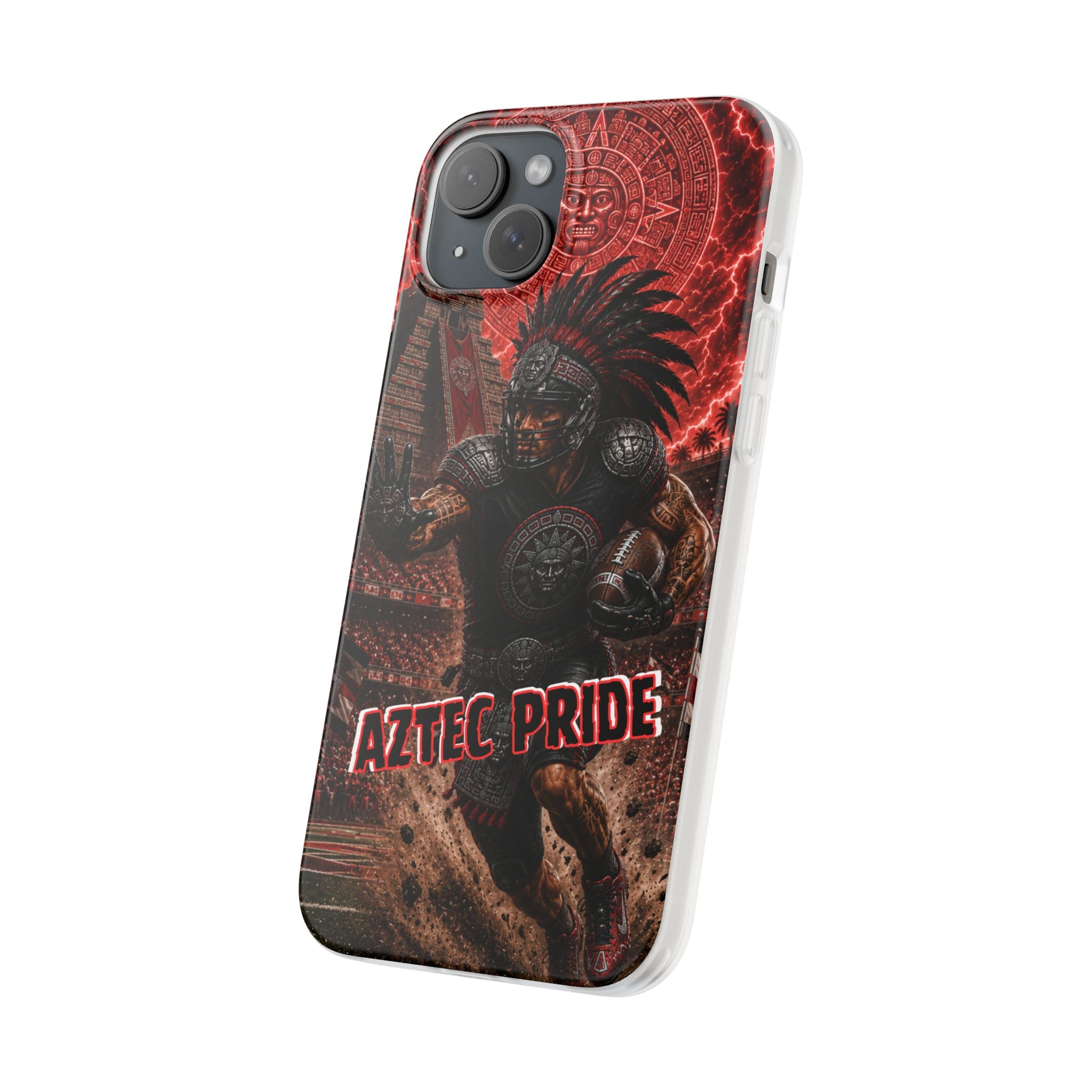 Aztec Football Warrior – Flexi Phone Case (iPhone & Samsung • Clear TPU • Made in USA • Personalized Option)