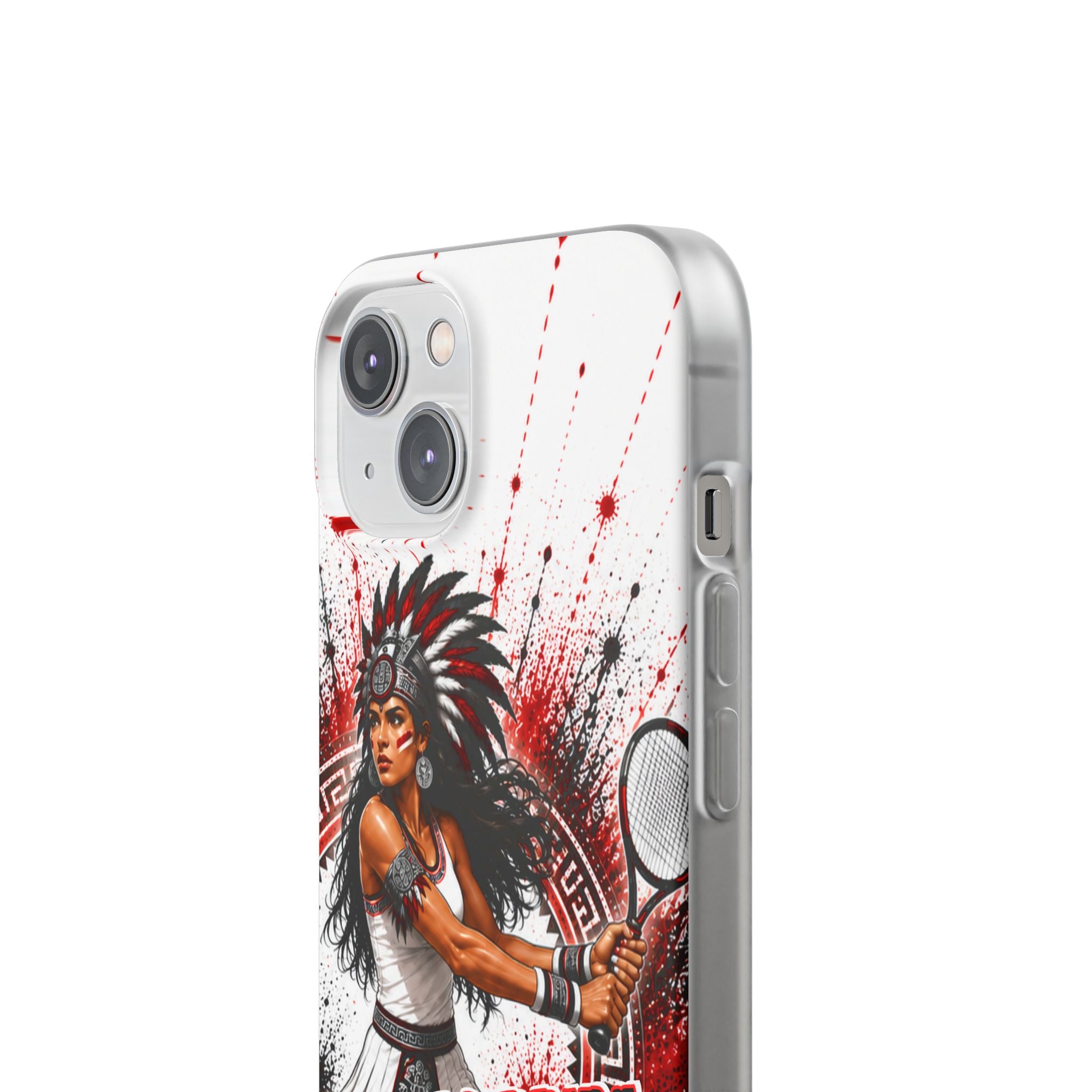 Aztec Tennis Female Warrior – Flexi Phone Case (iPhone & Samsung • Clear TPU • Made & Shipped in the USA • 🚚 FREE USA Shipping • Personalized Option)