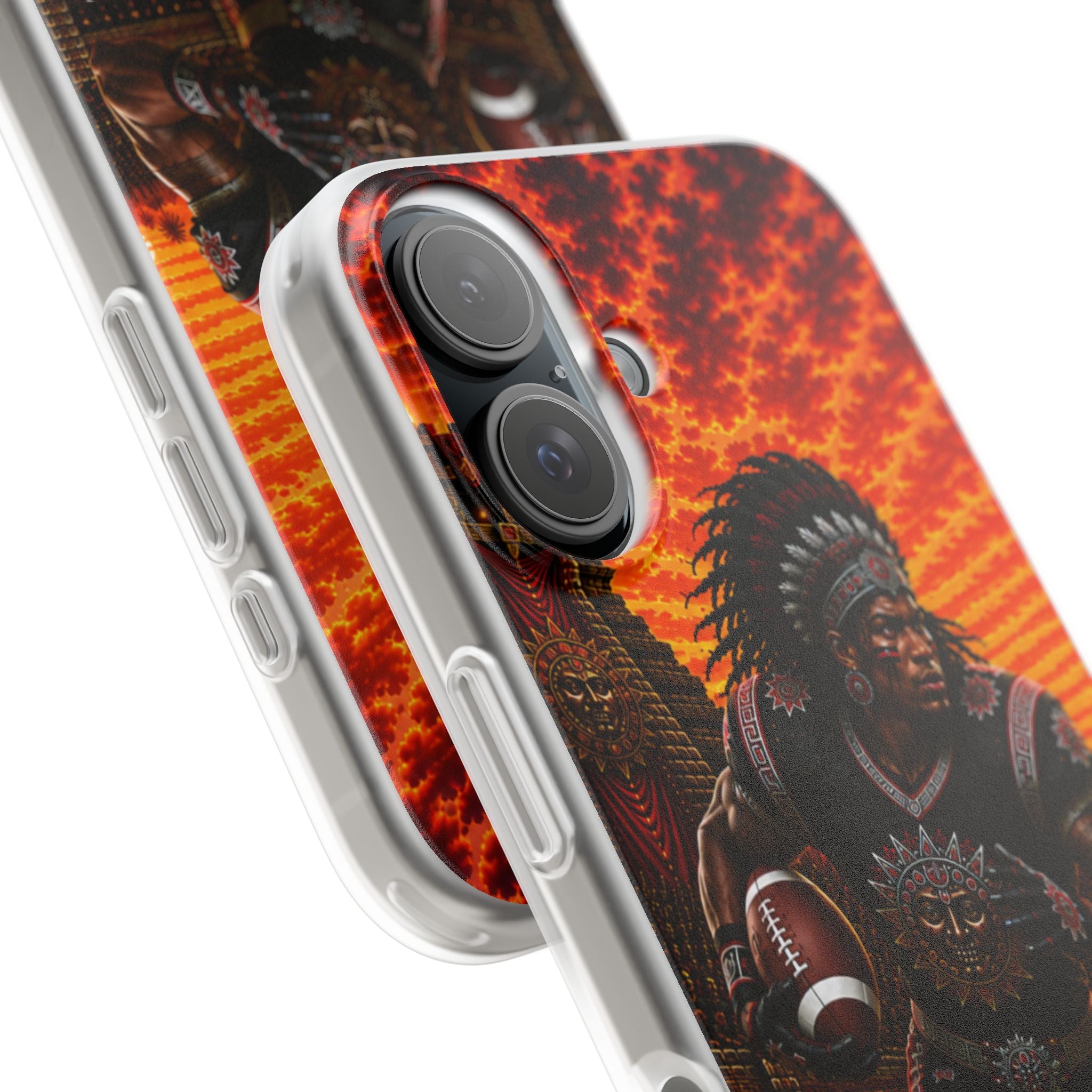 Aztec Football Warrior – Flexi Phone Case (iPhone & Samsung • Clear TPU • Made & Shipped in the USA • 🚚 FREE USA Shipping • Personalized Option)