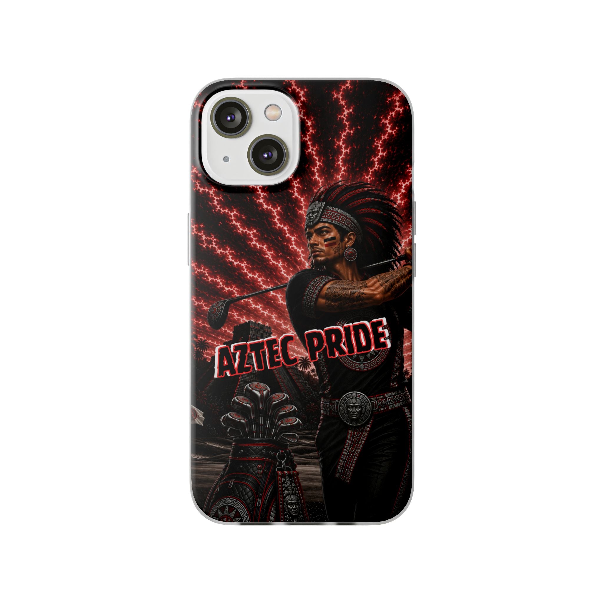 Aztec Golf Male Warrior – Flexi Phone Case (iPhone & Samsung • Clear TPU • Made & Shipped in the USA • 🚚 FREE USA Shipping • Personalized Option)