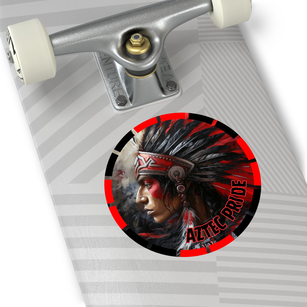 Aztec Silent Warrior Round Vinyl Sticker – Waterproof Matte Decal (2”–6”)
