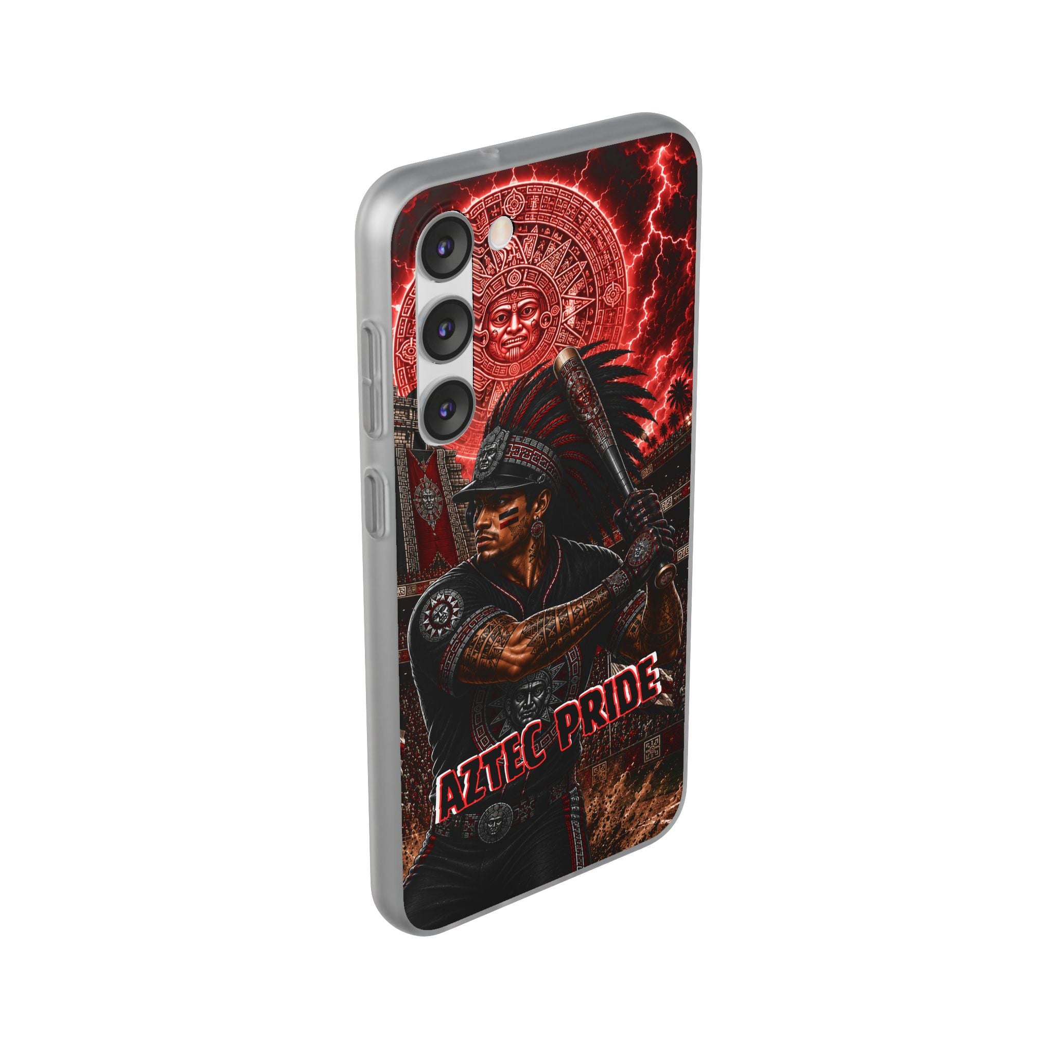 Aztec Baseball Warrior – Flexi Phone Case (iPhone & Samsung • Clear TPU • Made & Shipped in the USA • 🚚 FREE USA Shipping • Personalized Option)
