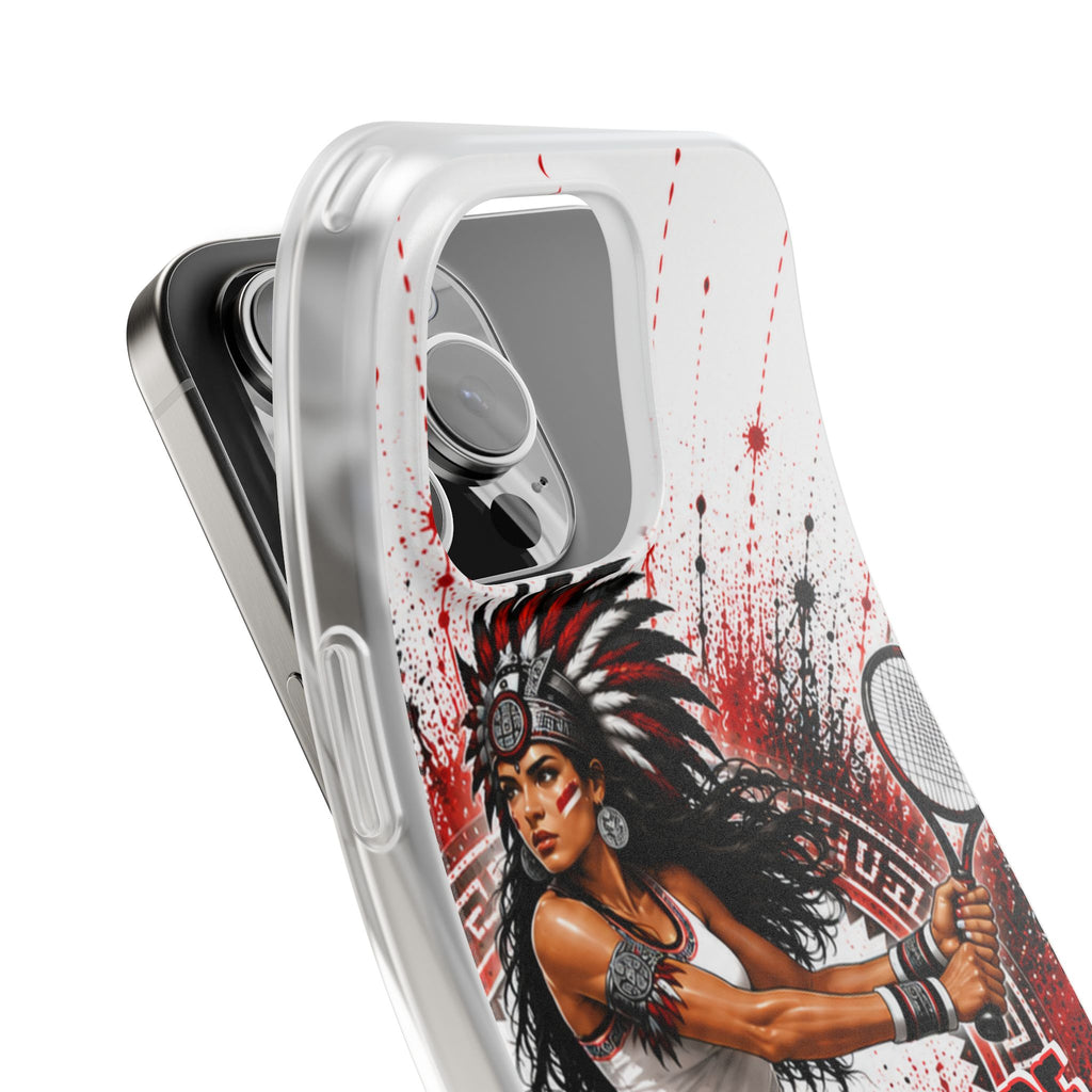 Aztec Tennis Female Warrior – Flexi Phone Case (iPhone & Samsung • Clear TPU • Made & Shipped in the USA • 🚚 FREE USA Shipping • Personalized Option)