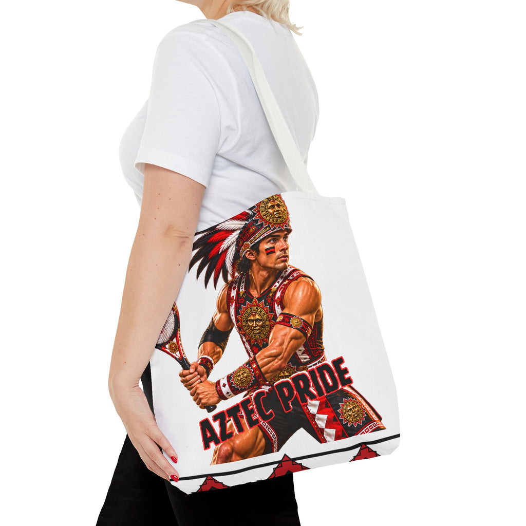 Aztec Tennis Male Warrior Tote Bag | Aztec-Inspired AI Art • Made & Shipped in the USA • 🚚 FREE USA Shipping • FREE Personalization