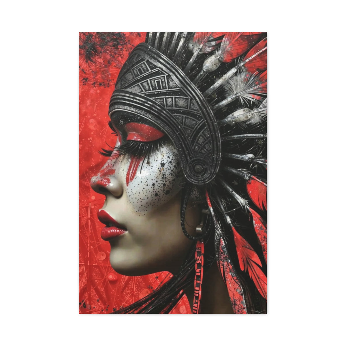 Aztec Fearless Goddess – Bold Aztec Wall Art Canvas