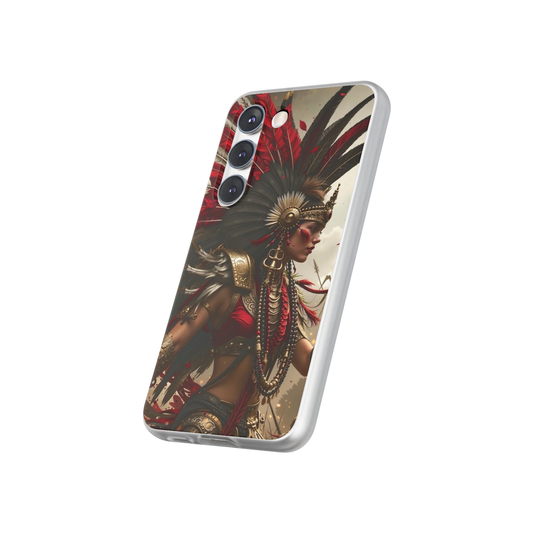 Aztec Warrior Queen – Flexi Phone Case (iPhone & Samsung • Clear TPU • Made in USA • Personalized Option)