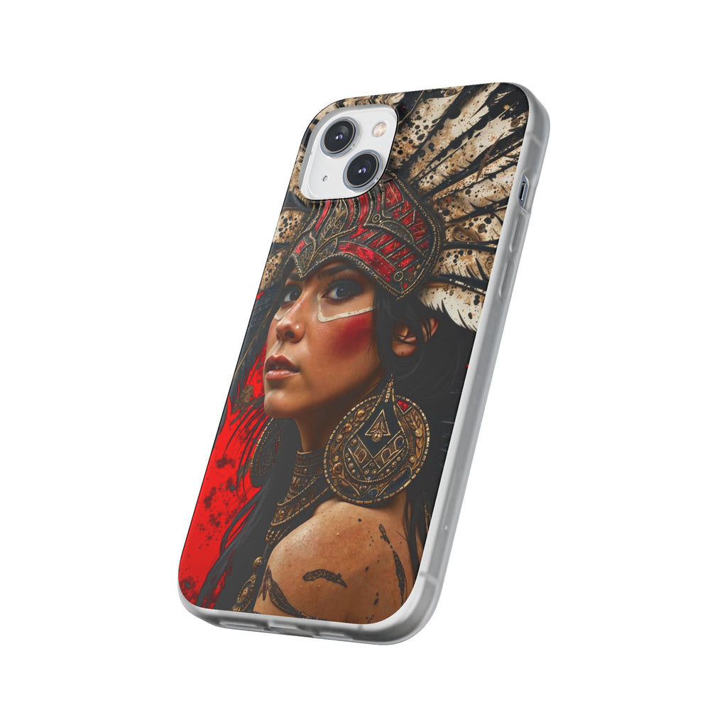 Aztec Moon Goddess – Flexi Phone Case (iPhone & Samsung • Clear TPU • Made in USA • Personalized Option)