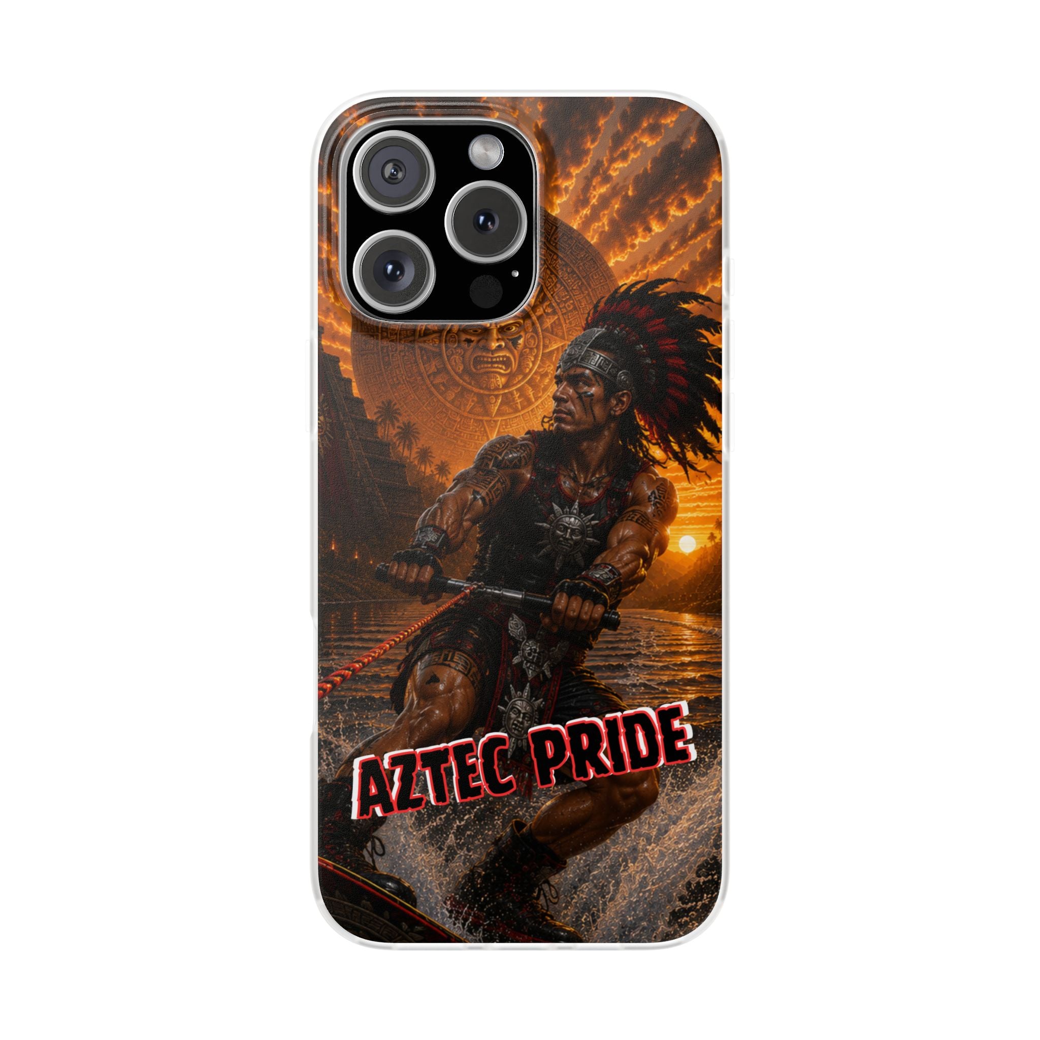 Aztec Wakeboard Male Warrior – Flexi Phone Case (iPhone & Samsung • Clear TPU • Made & Shipped in the USA • 🚚 FREE USA Shipping • Personalized Option)