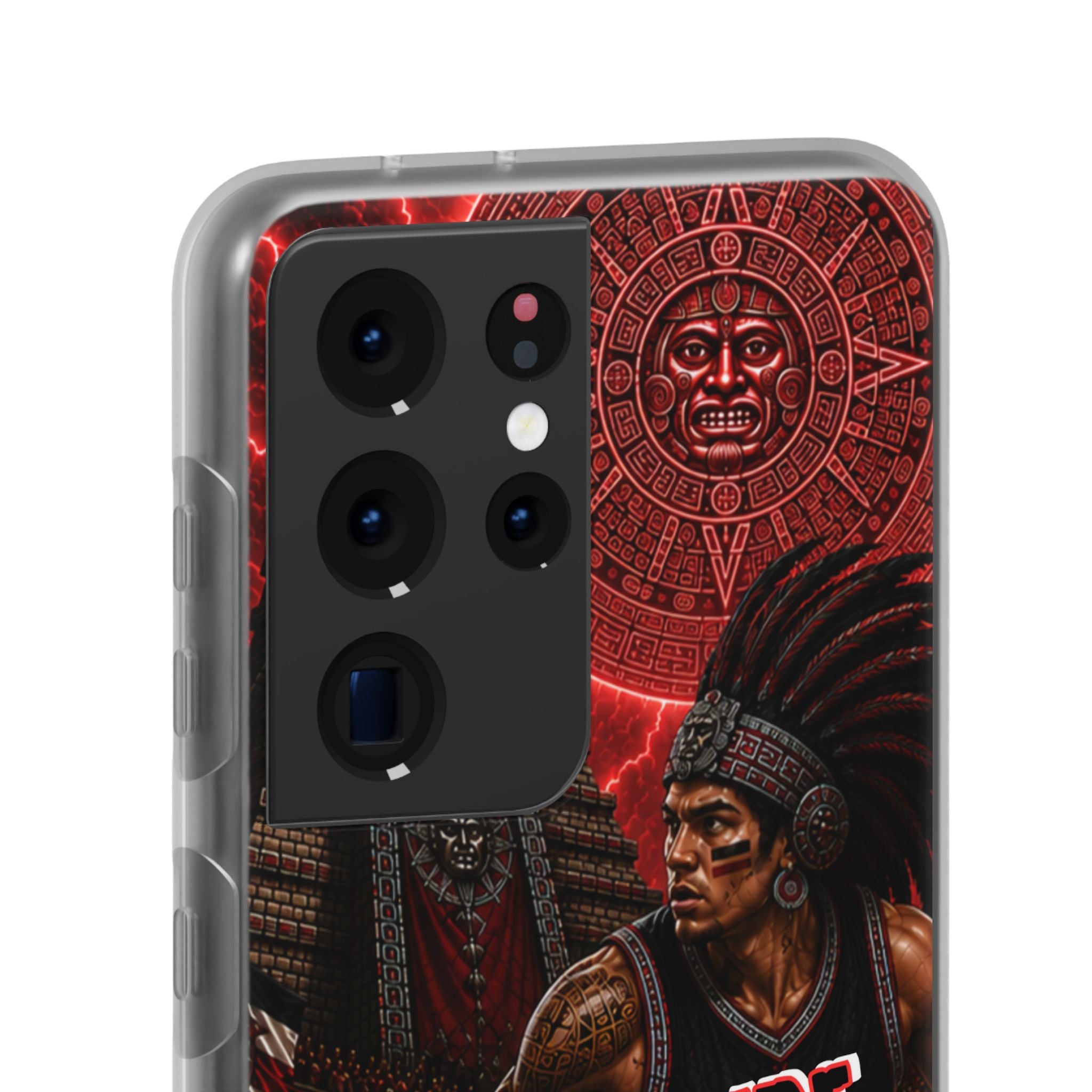 Aztec Basketall Warrior – Flexi Phone Case (iPhone & Samsung • Clear TPU • Made & Shipped in the USA • 🚚 FREE USA Shipping • Personalized Option)