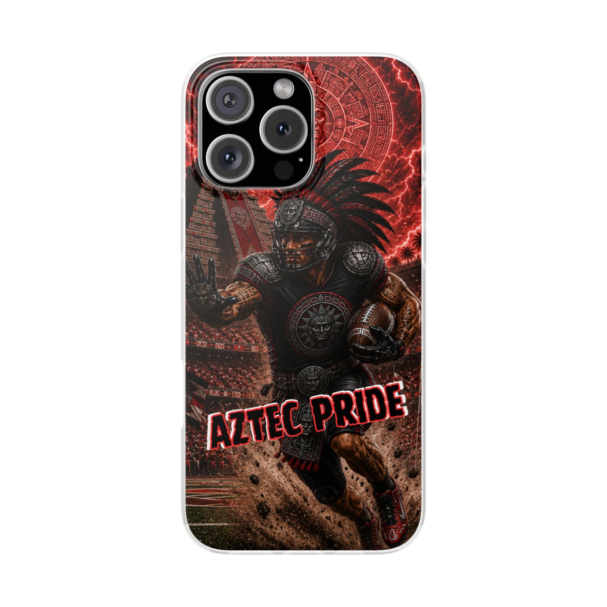 Aztec Football Warrior – Flexi Phone Case (iPhone & Samsung • Clear TPU • Made in USA • Personalized Option)