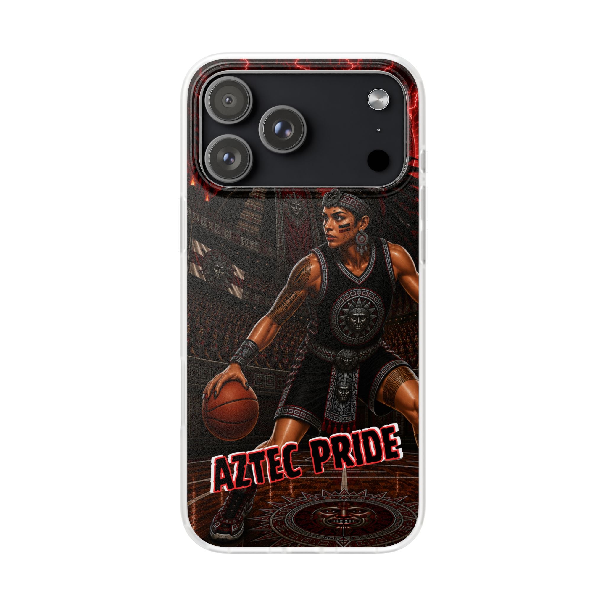 Aztec Basketball Female Warrior – Flexi Phone Case (iPhone & Samsung • Clear TPU • Made & Shipped in the USA • 🚚 FREE USA Shipping • Personalized Option)