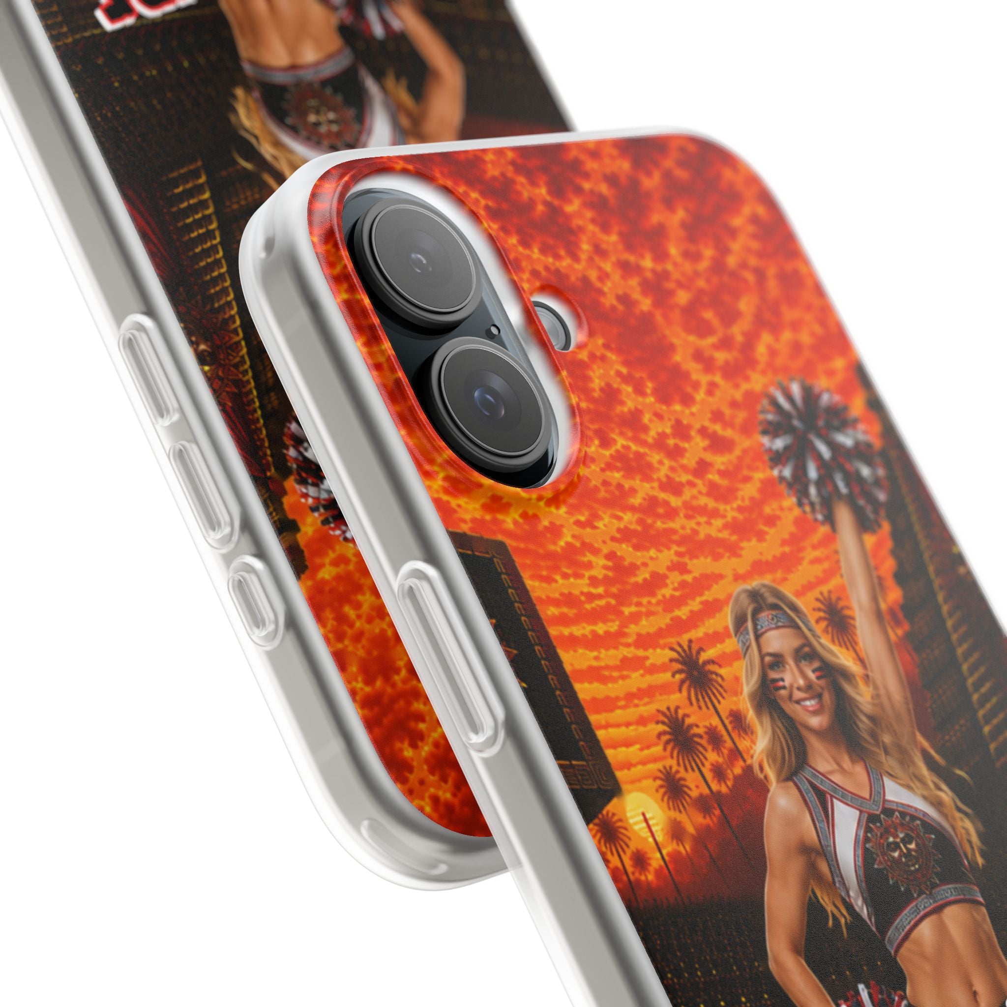 Aztec Cheerleader Warrior – Flexi Phone Case (iPhone & Samsung • Clear TPU • Made & Shipped in the USA • 🚚 FREE USA Shipping • Personalized Option)