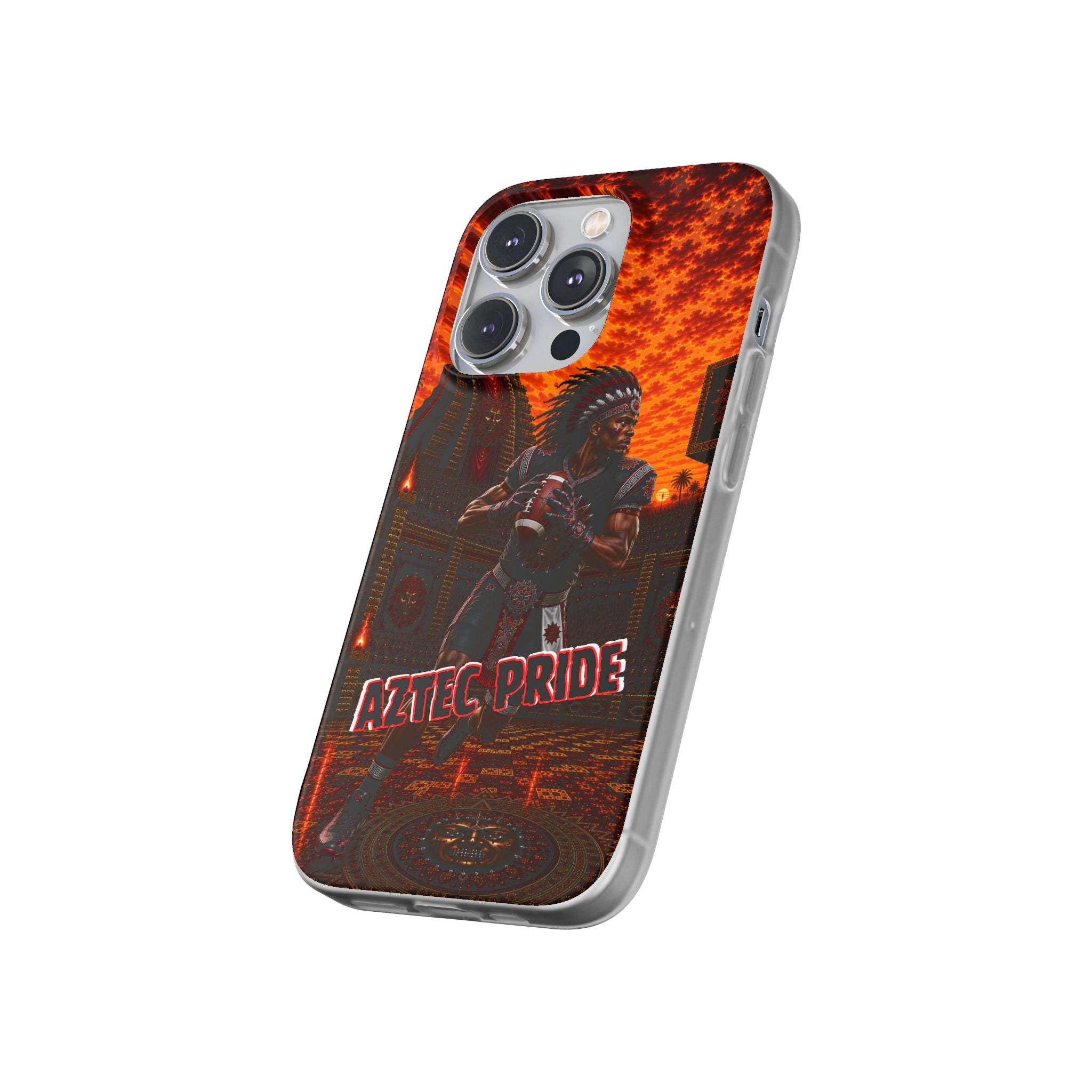 Aztec Football Warrior – Flexi Phone Case (iPhone & Samsung • Clear TPU • Made & Shipped in the USA • 🚚 FREE USA Shipping • Personalized Option)