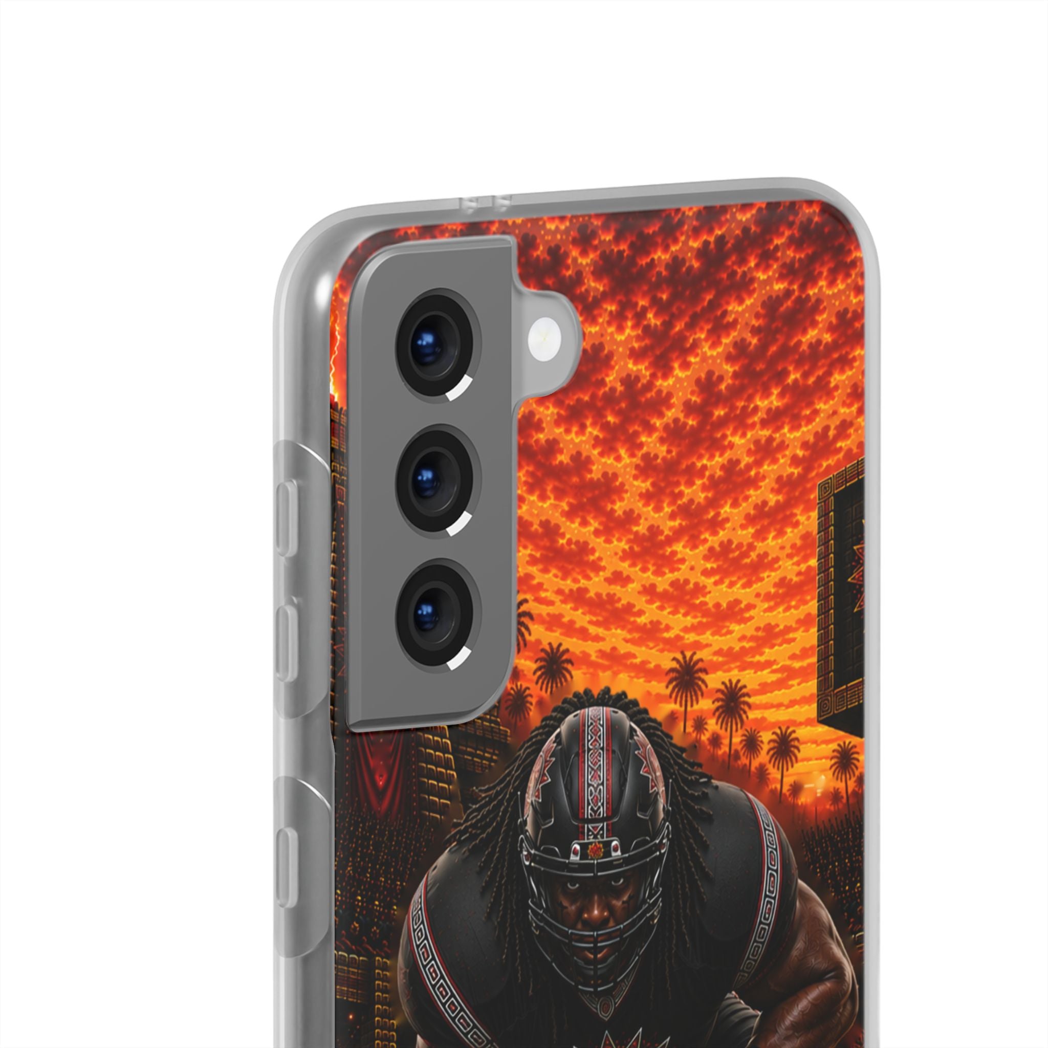 Aztec Football Warrior – Flexi Phone Case (iPhone & Samsung • Clear TPU • Made & Shipped in the USA • 🚚 FREE USA Shipping • Personalized Option)