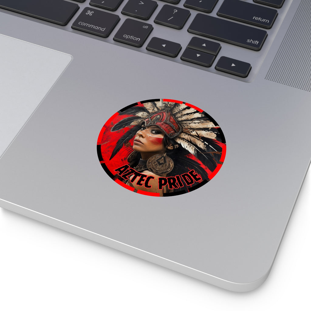 Aztec Moon Goddess Round Vinyl Sticker – Waterproof Matte Decal (2”–6”)