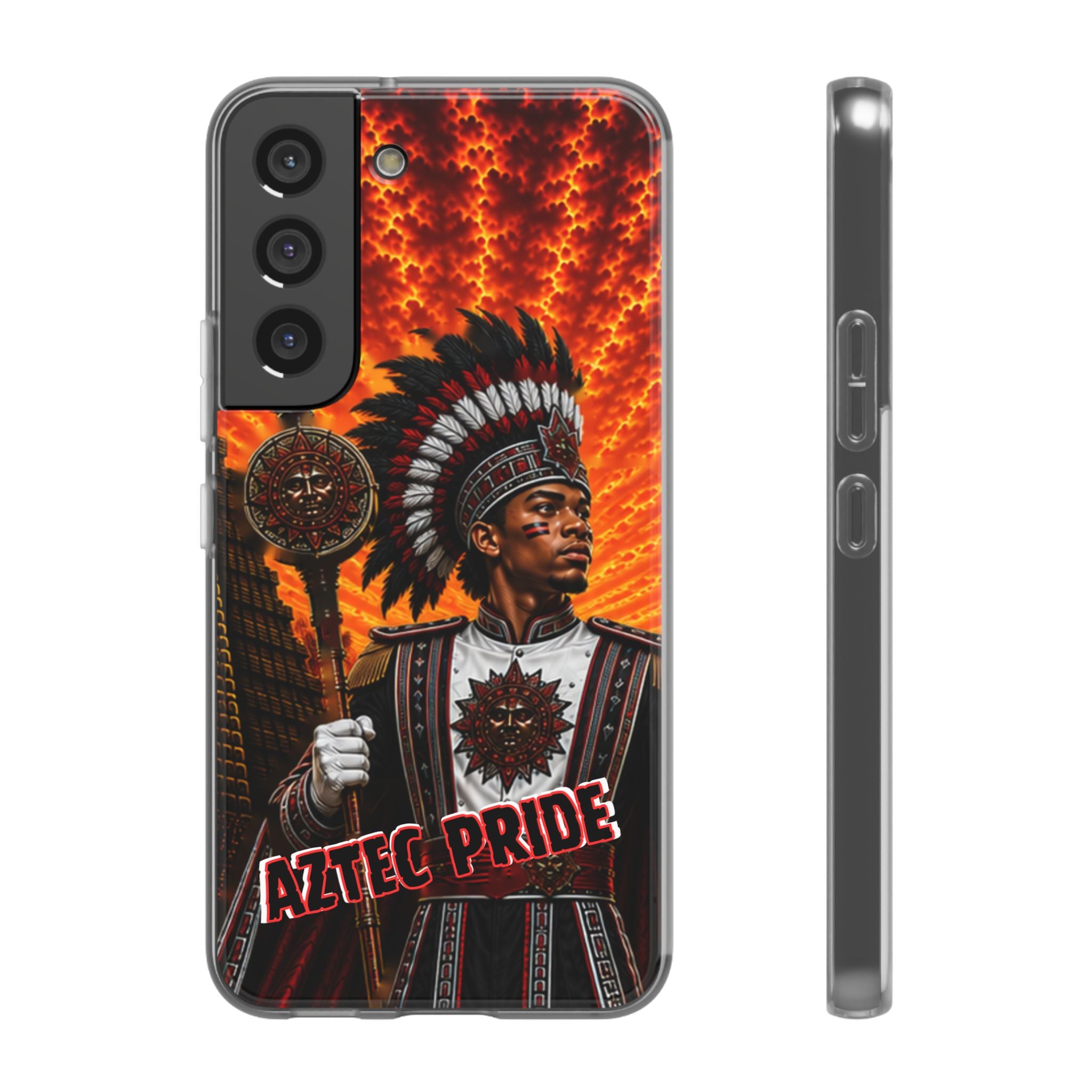 Aztec Drum Major Warrior – Flexi Phone Case (iPhone & Samsung • Clear TPU • Made & Shipped in the USA • 🚚 FREE USA Shipping • Personalized Option)