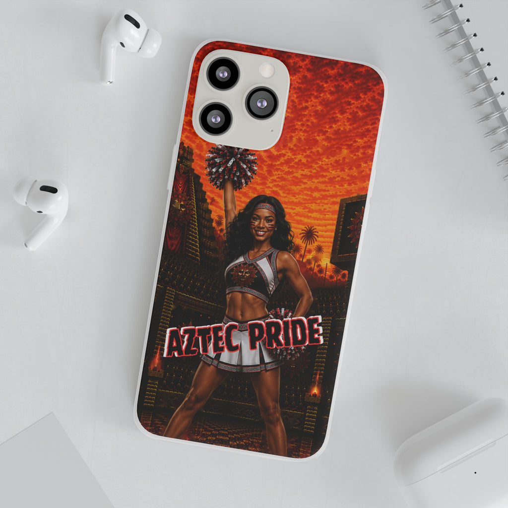 Aztec Cheerleader Warrior – Flexi Phone Case (iPhone & Samsung • Clear TPU • Made & Shipped in the USA • 🚚 FREE USA Shipping • Personalized Option)