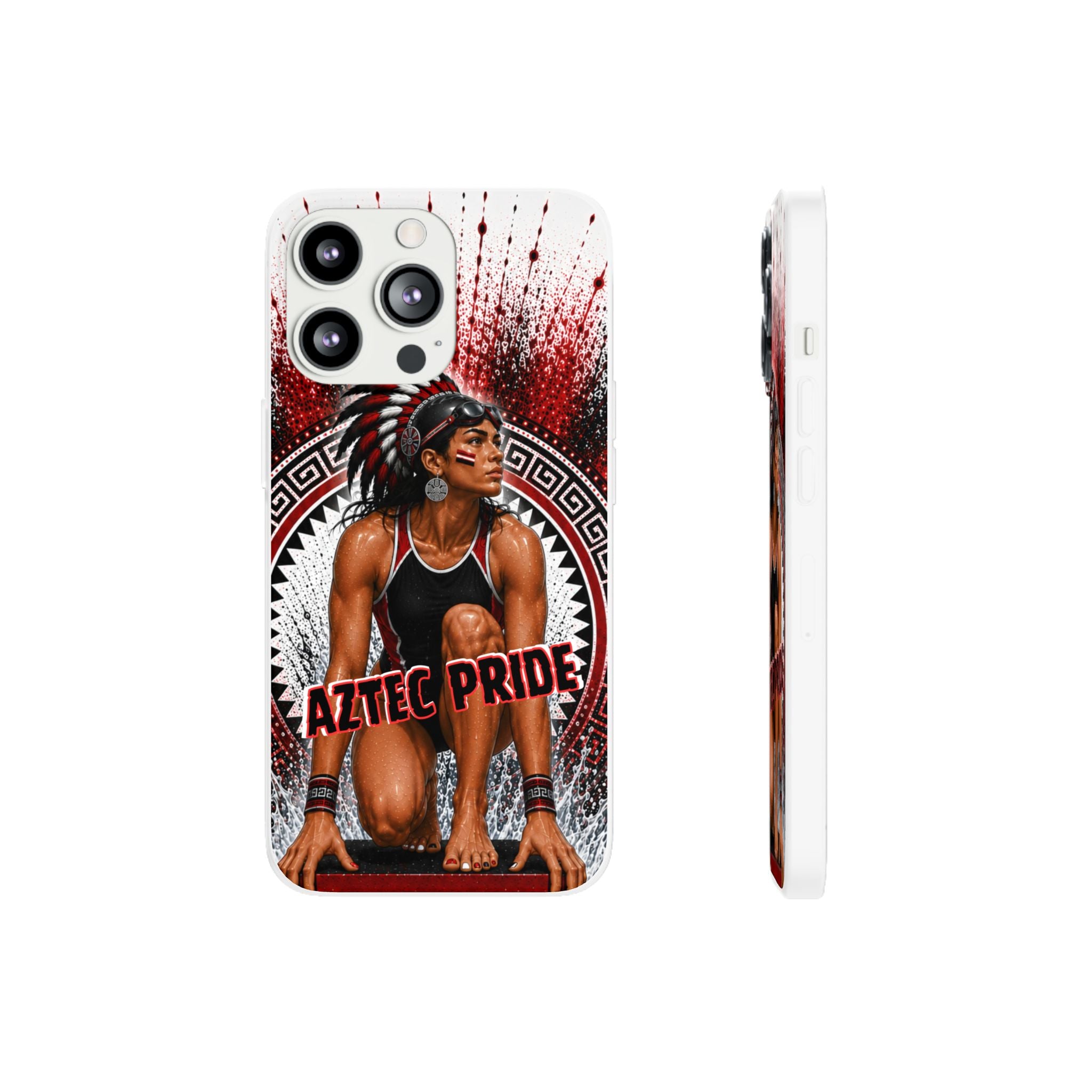 Aztec Swim & Dive Warrior – Flexi Phone Case (iPhone & Samsung • Clear TPU • Made & Shipped in the USA • 🚚 FREE USA Shipping • Personalized Option)