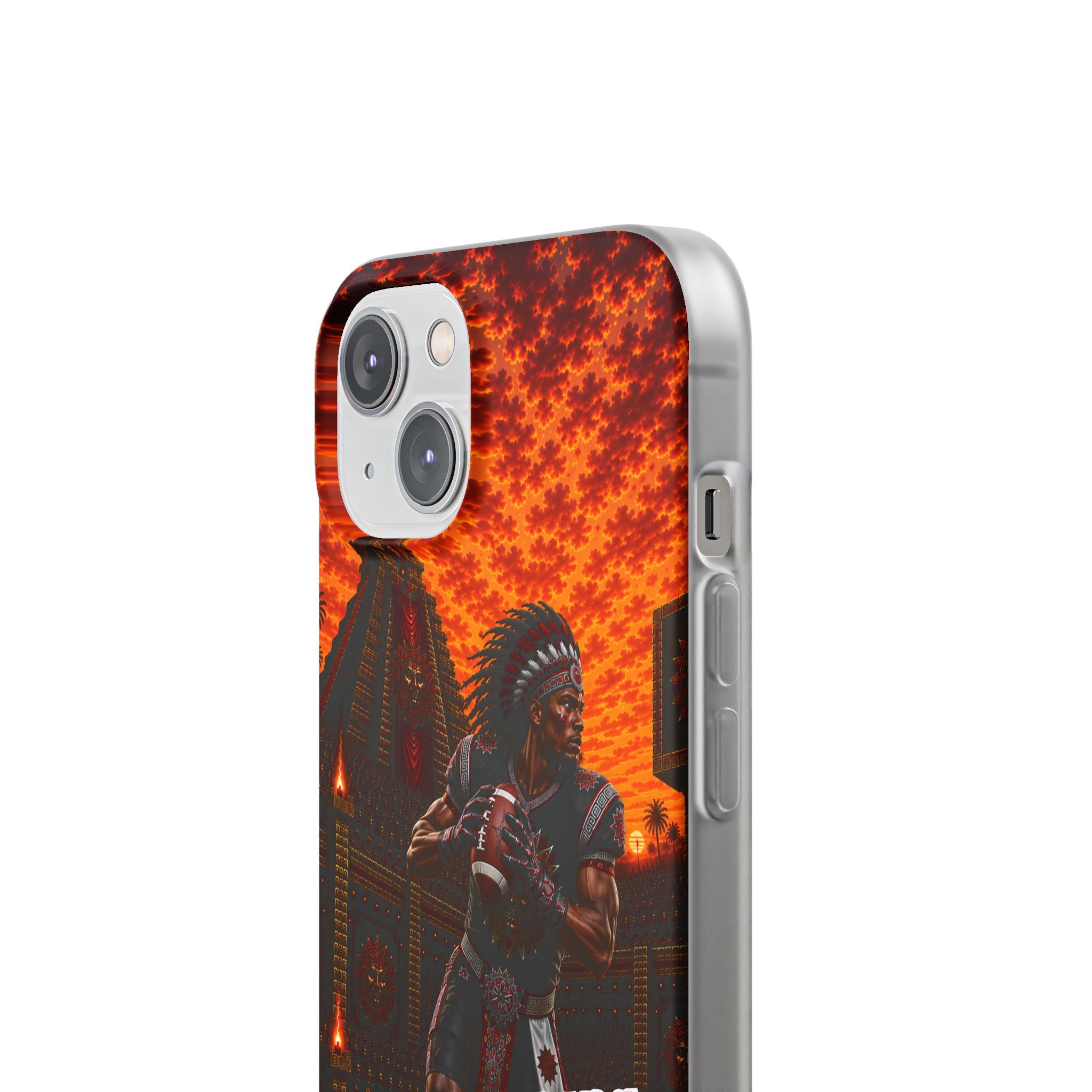 Aztec Football Warrior – Flexi Phone Case (iPhone & Samsung • Clear TPU • Made & Shipped in the USA • 🚚 FREE USA Shipping • Personalized Option)