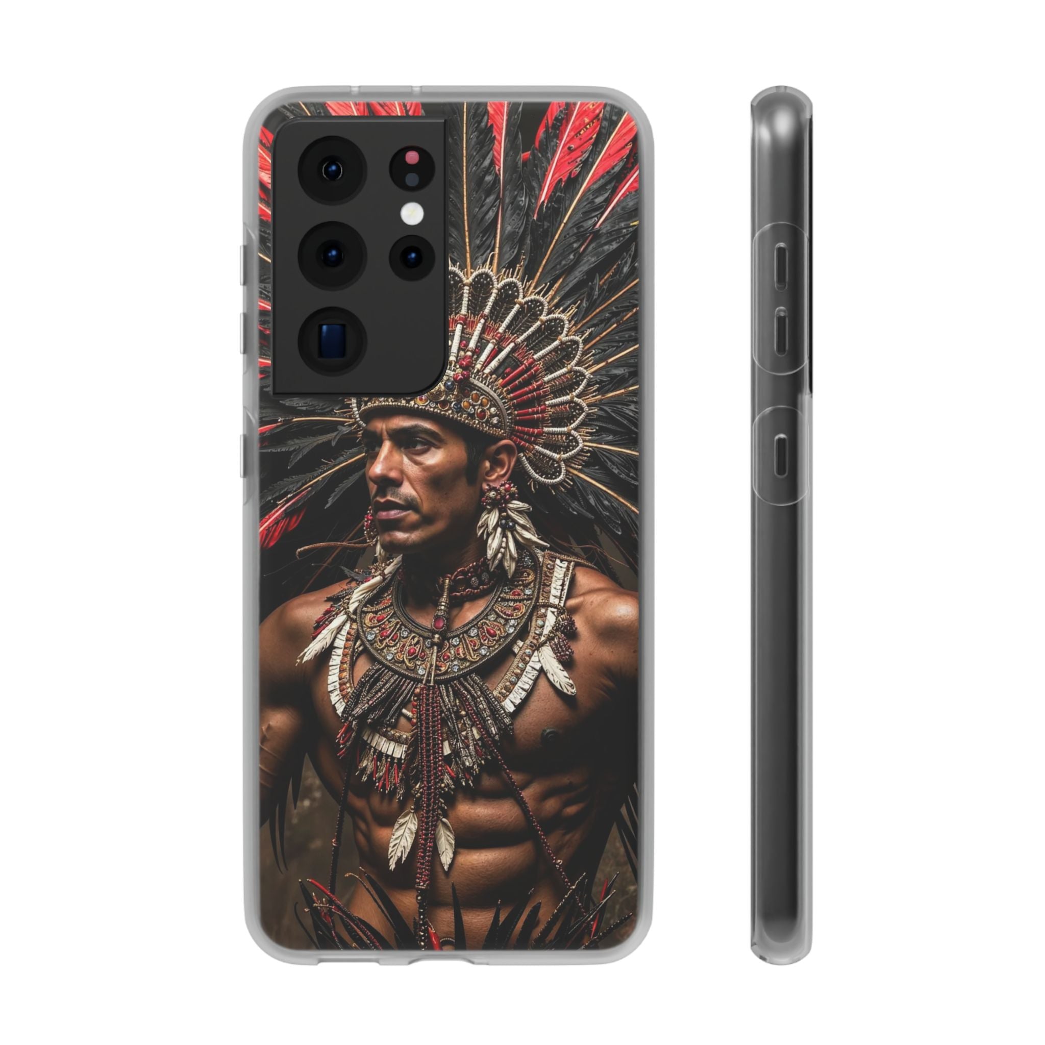 Aztec Sun Guardian – Flexi Phone Case (iPhone & Samsung • Clear TPU • Made in USA • Personalized Option)