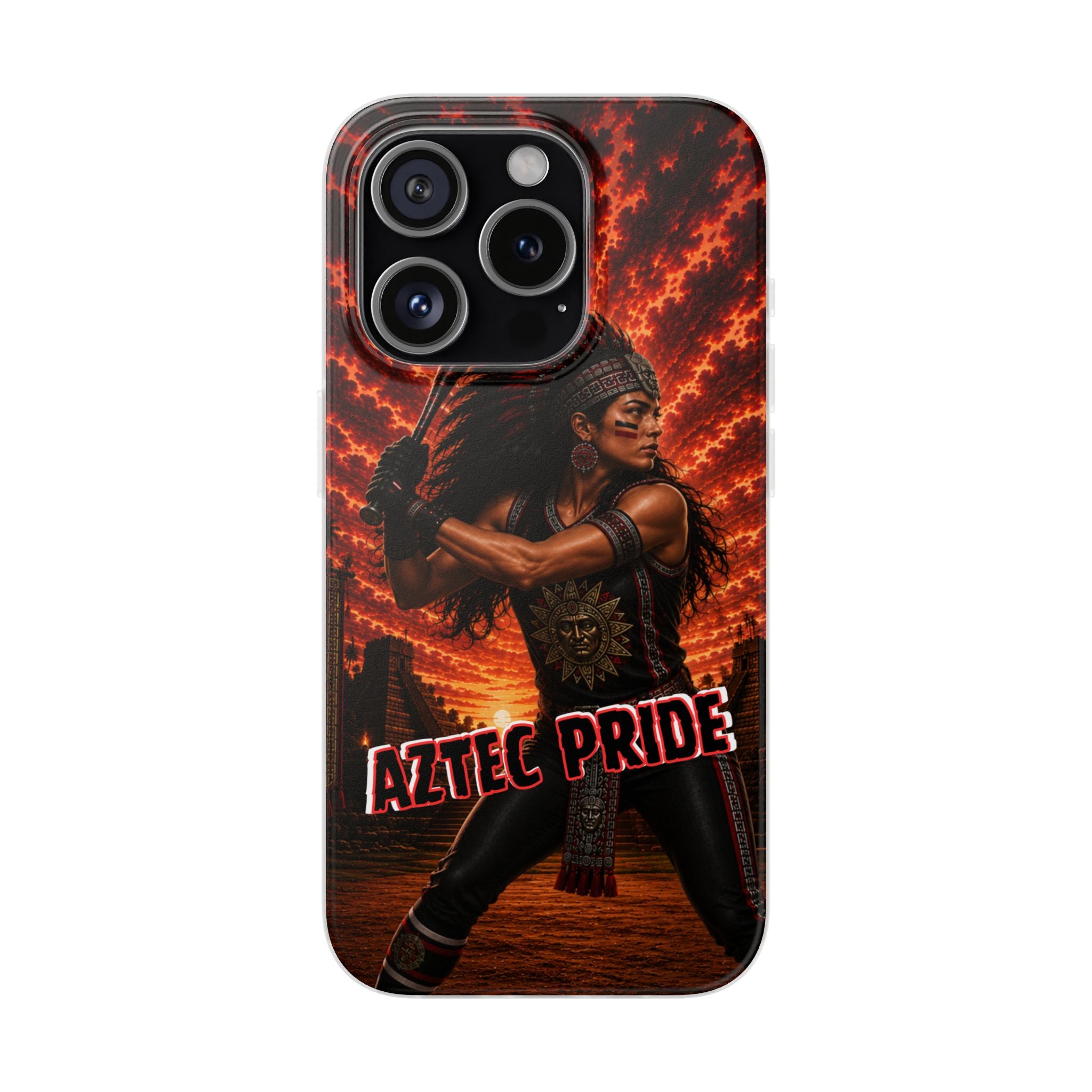 Aztec Softball Warrior – Flexi Phone Case (iPhone & Samsung • Clear TPU • Made & Shipped in the USA • 🚚 FREE USA Shipping • Personalized Option)