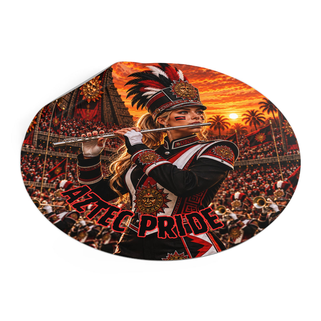 Aztec Band Warrior Round Vinyl Sticker 2”–6” | Made & Shipped in the USA • 🚚 FREE USA Shipping • Personalized Option