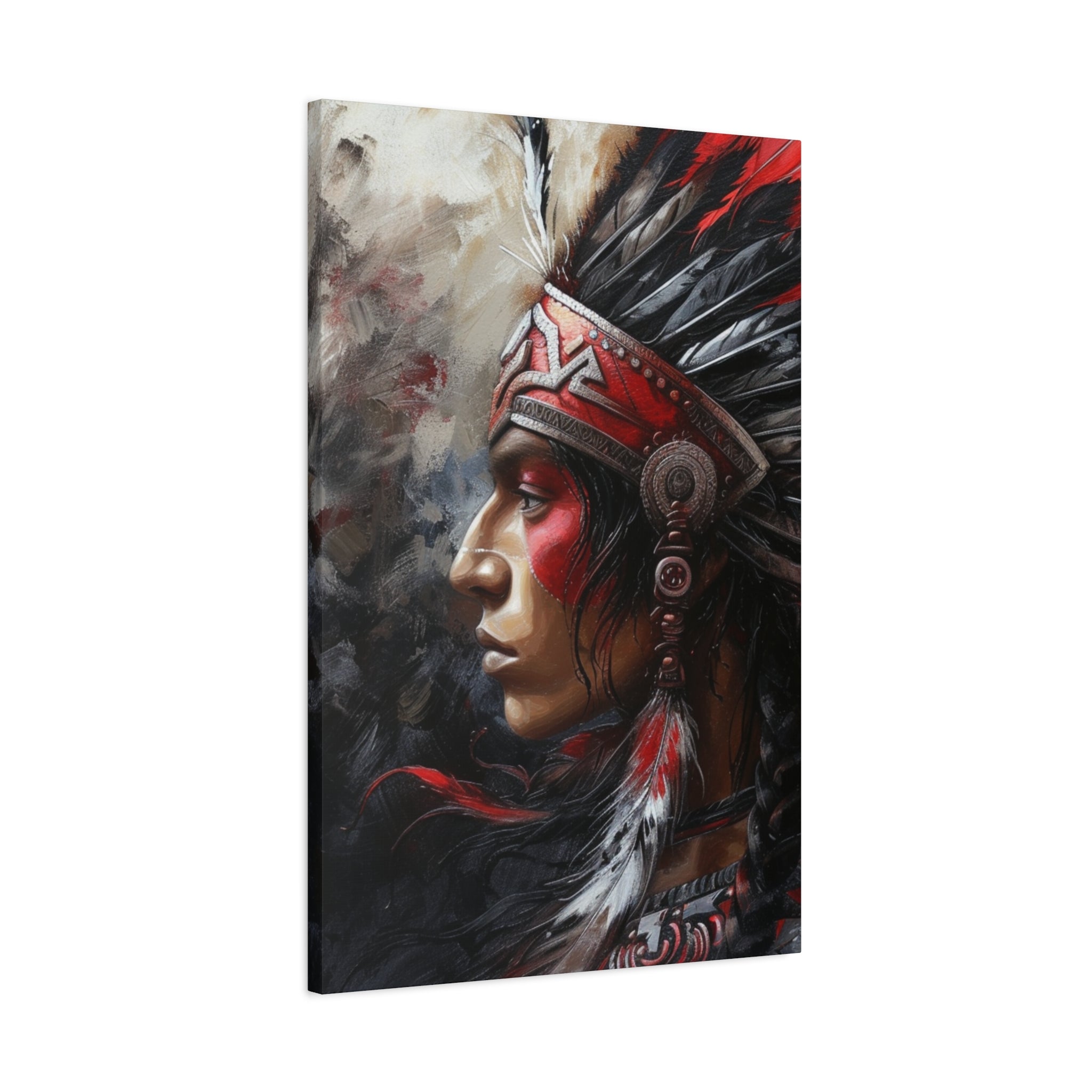 Aztec Silent Warrior – Bold Aztec Wall Art Canvas