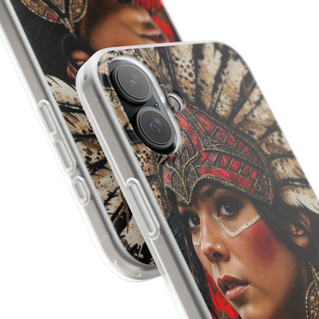Aztec Moon Goddess – Flexi Phone Case (iPhone & Samsung • Clear TPU • Made in USA • Personalized Option)