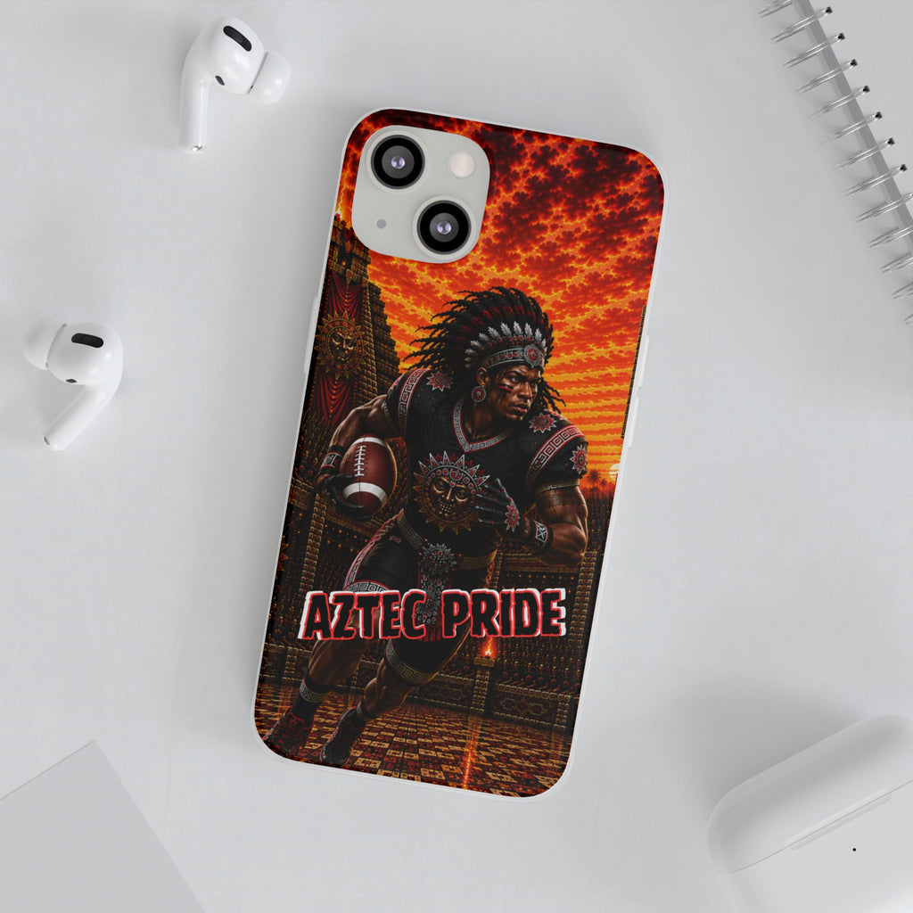 Aztec Football Warrior – Flexi Phone Case (iPhone & Samsung • Clear TPU • Made & Shipped in the USA • 🚚 FREE USA Shipping • Personalized Option)
