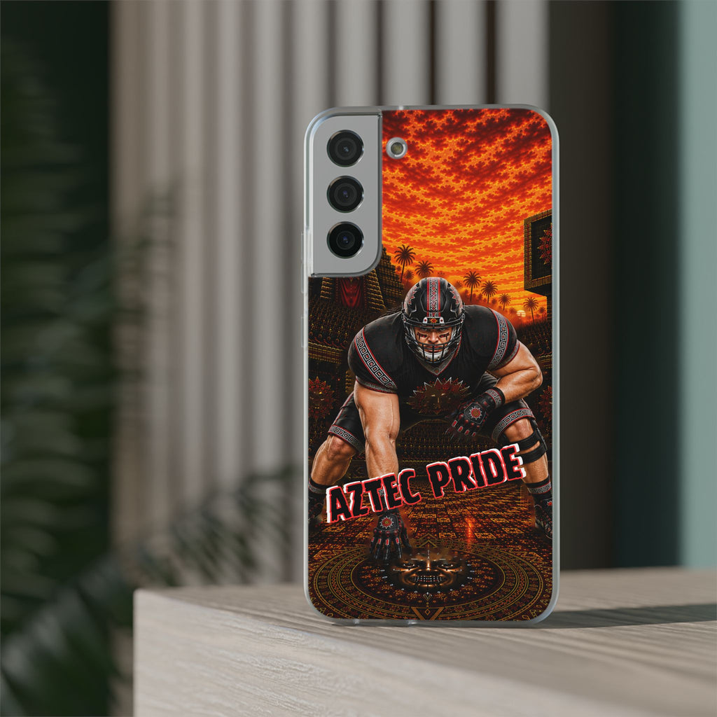 Aztec Football Warrior – Flexi Phone Case (iPhone & Samsung • Clear TPU • Made & Shipped in the USA • 🚚 FREE USA Shipping • Personalized Option)