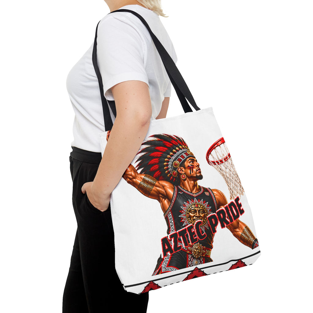 Aztec Basketball Dunk Warrior Tote Bag | Aztec-Inspired AI Art • Made & Shipped in the USA • 🚚 FREE USA Shipping • FREE Personalization