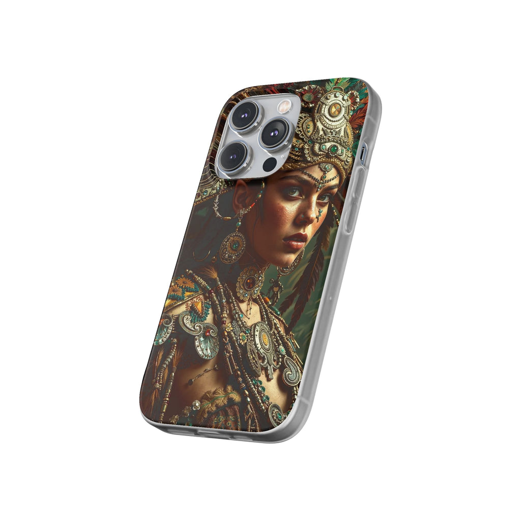 Aztec Warrior Goddess – Flexi Phone Case (iPhone & Samsung • Clear TPU • Made in USA • Personalized Option)