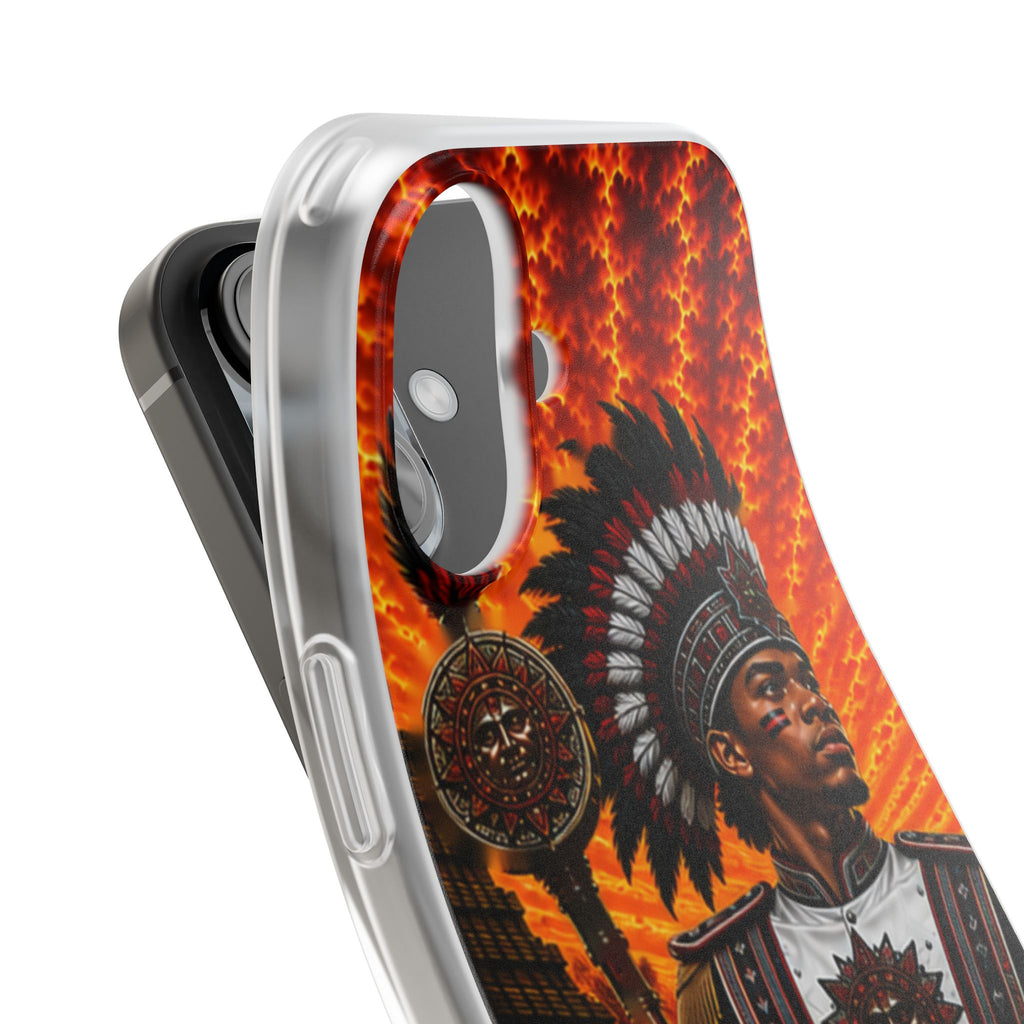 Aztec Drum Major Warrior – Flexi Phone Case (iPhone & Samsung • Clear TPU • Made & Shipped in the USA • 🚚 FREE USA Shipping • Personalized Option)