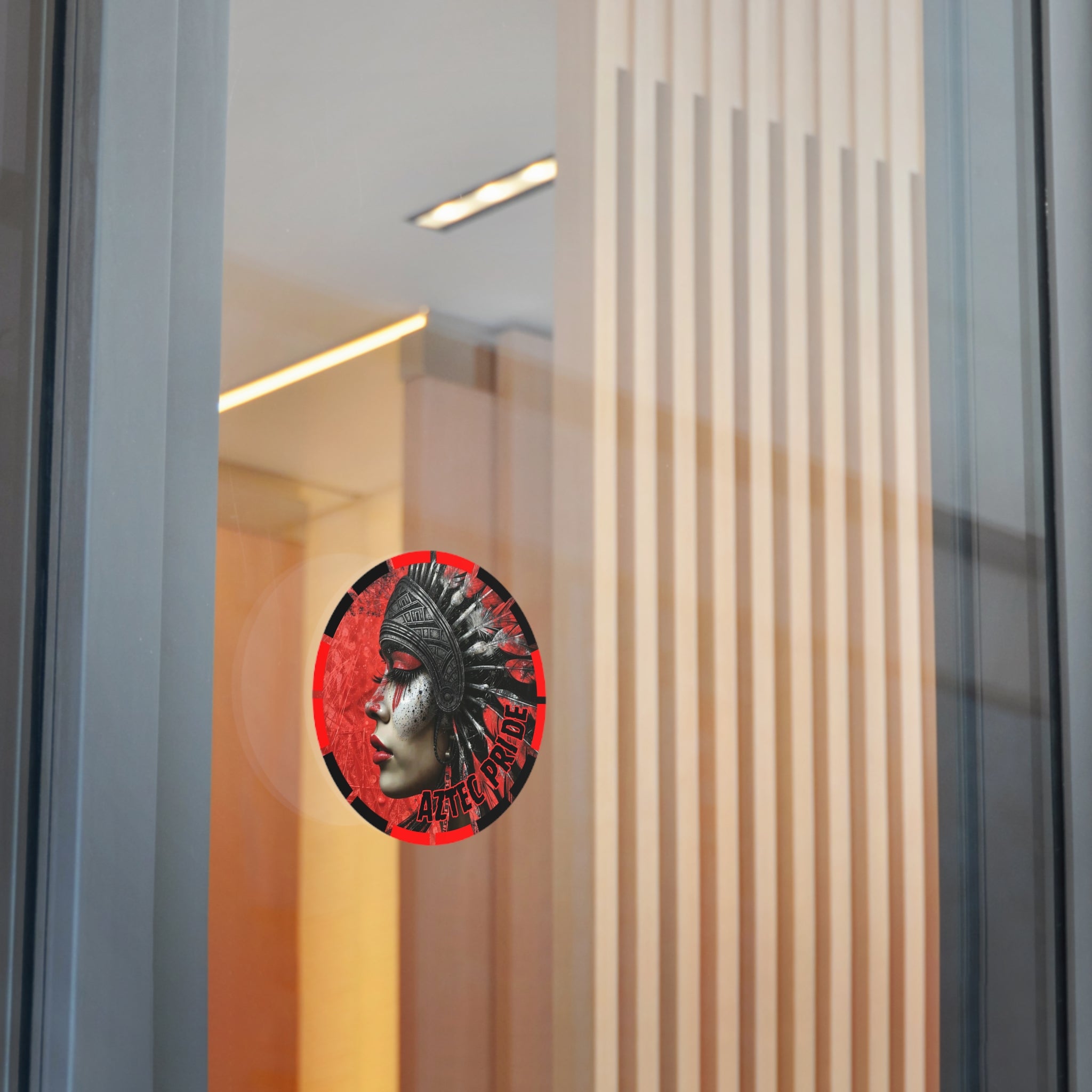 Aztec Fearless Goddess Round Vinyl Sticker – Waterproof Matte Decal (2”–6”)