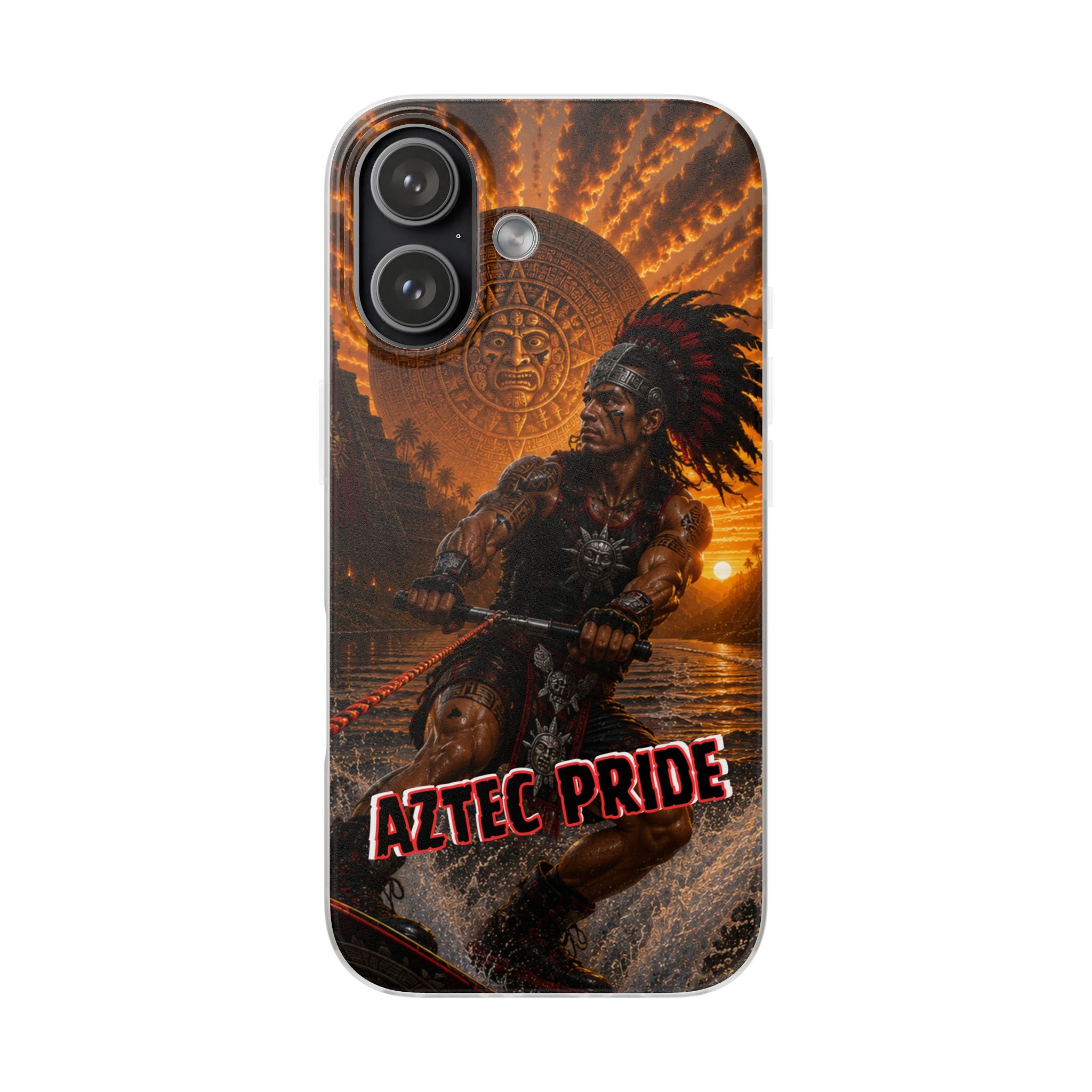 Aztec Wakeboard Male Warrior – Flexi Phone Case (iPhone & Samsung • Clear TPU • Made & Shipped in the USA • 🚚 FREE USA Shipping • Personalized Option)