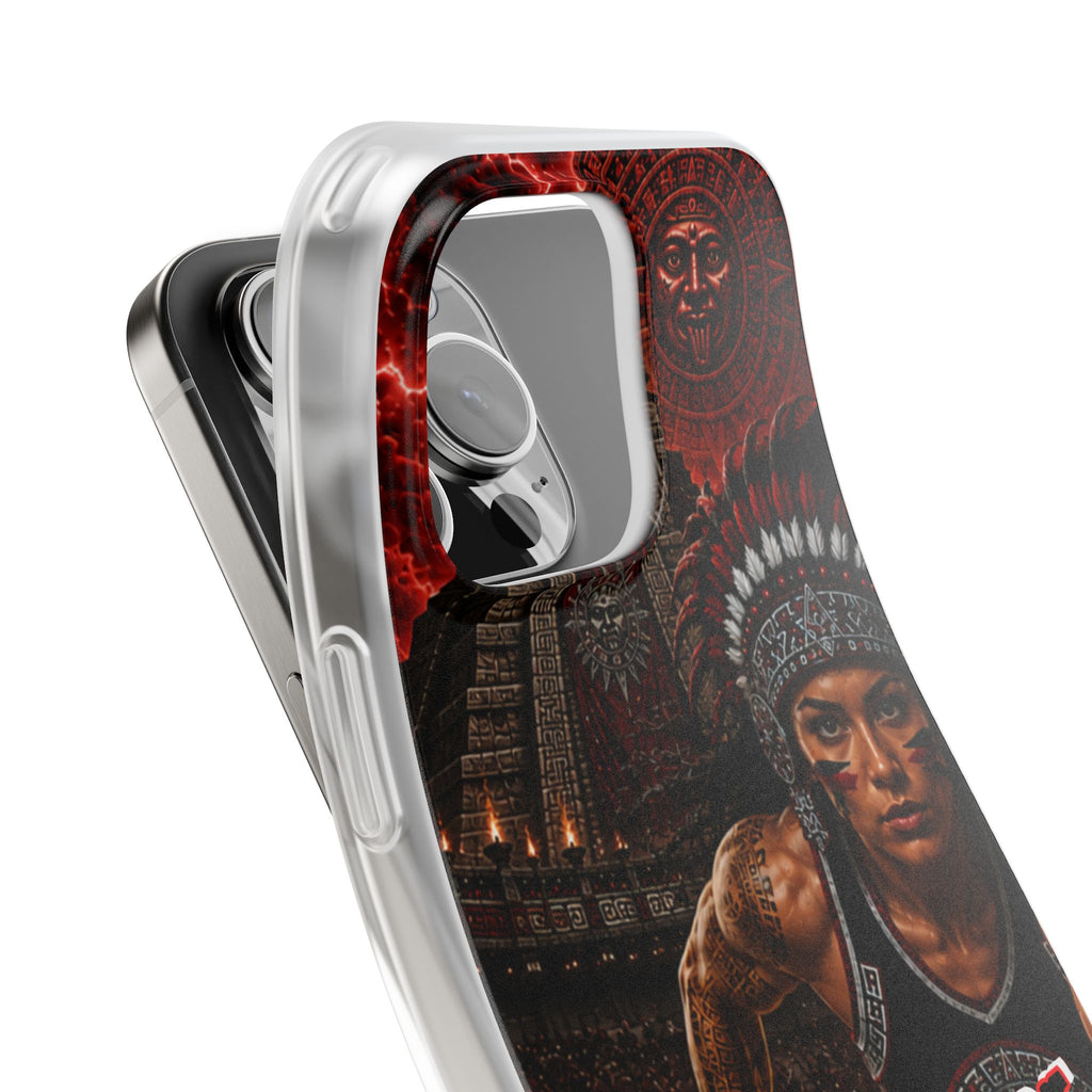 Aztec Track & Field Female Warrior – Flexi Phone Case (iPhone & Samsung • Clear TPU • Made & Shipped in the USA • 🚚 FREE USA Shipping • Personalized Option)