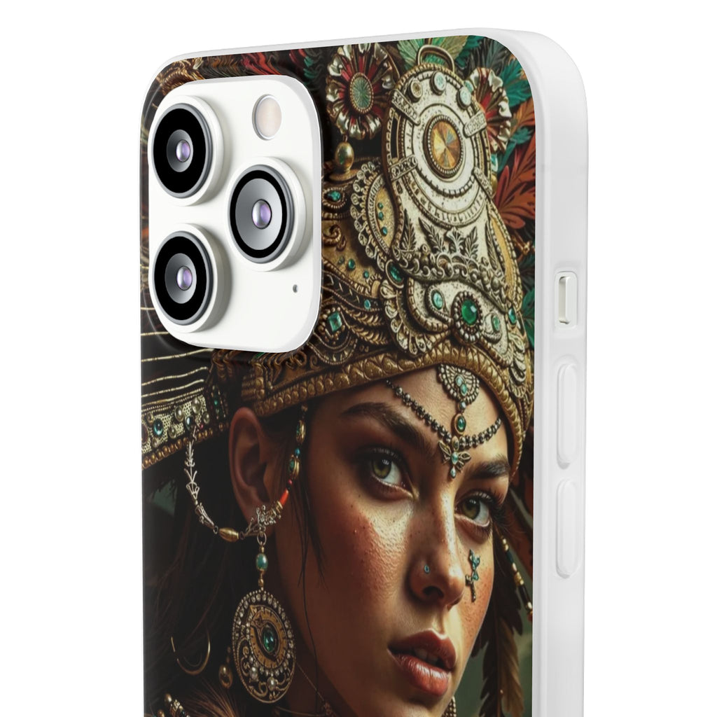 Aztec Warrior Goddess – Flexi Phone Case (iPhone & Samsung • Clear TPU • Made in USA • Personalized Option)
