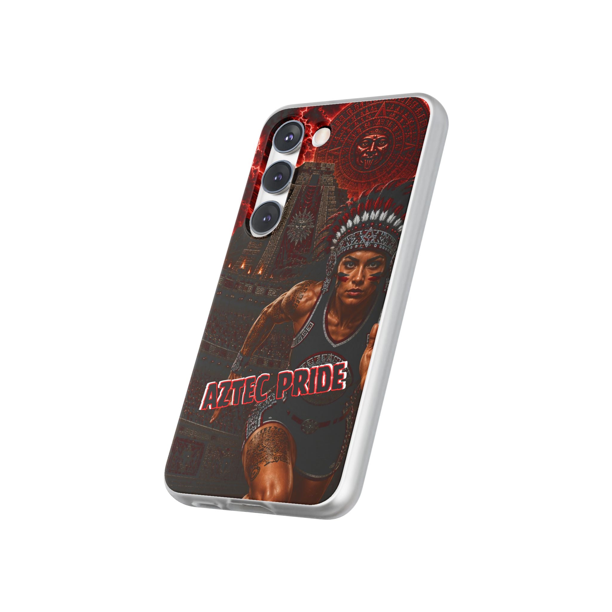 Aztec Track & Field Female Warrior – Flexi Phone Case (iPhone & Samsung • Clear TPU • Made & Shipped in the USA • 🚚 FREE USA Shipping • Personalized Option)