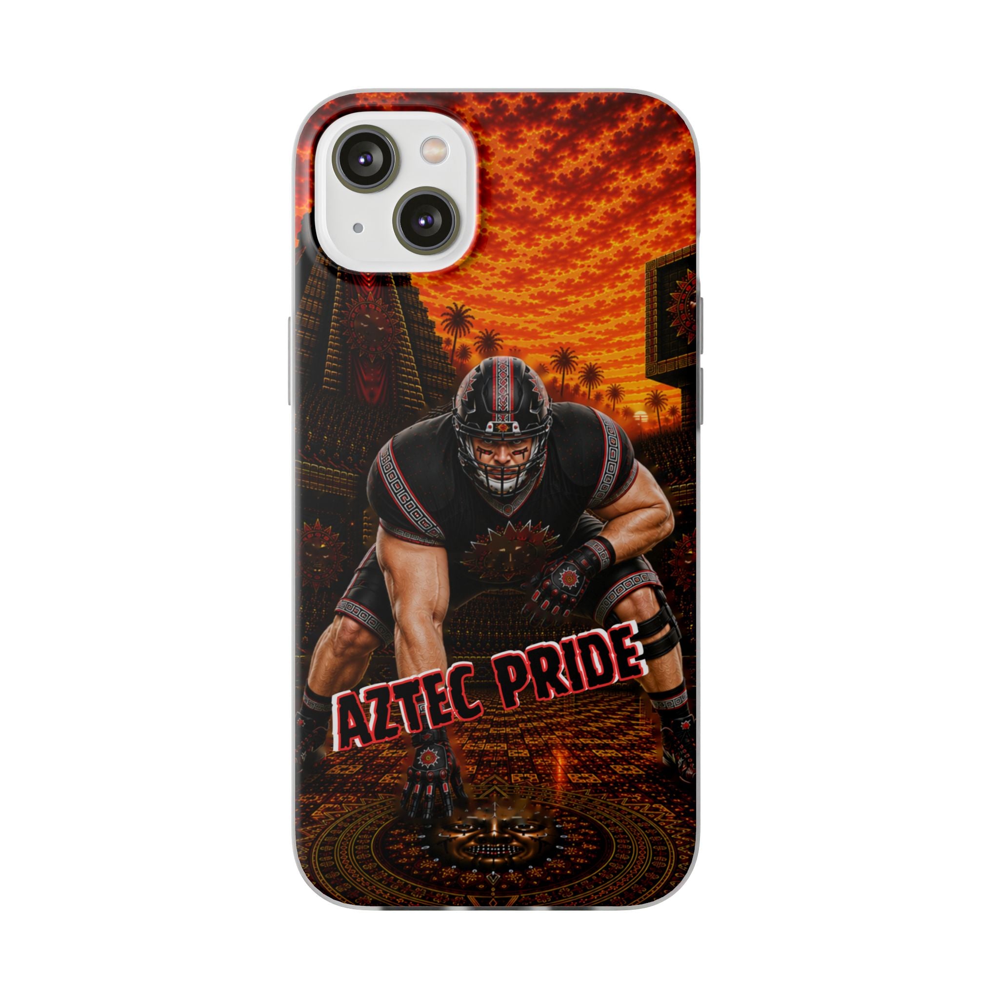 Aztec Football Warrior – Flexi Phone Case (iPhone & Samsung • Clear TPU • Made & Shipped in the USA • 🚚 FREE USA Shipping • Personalized Option)