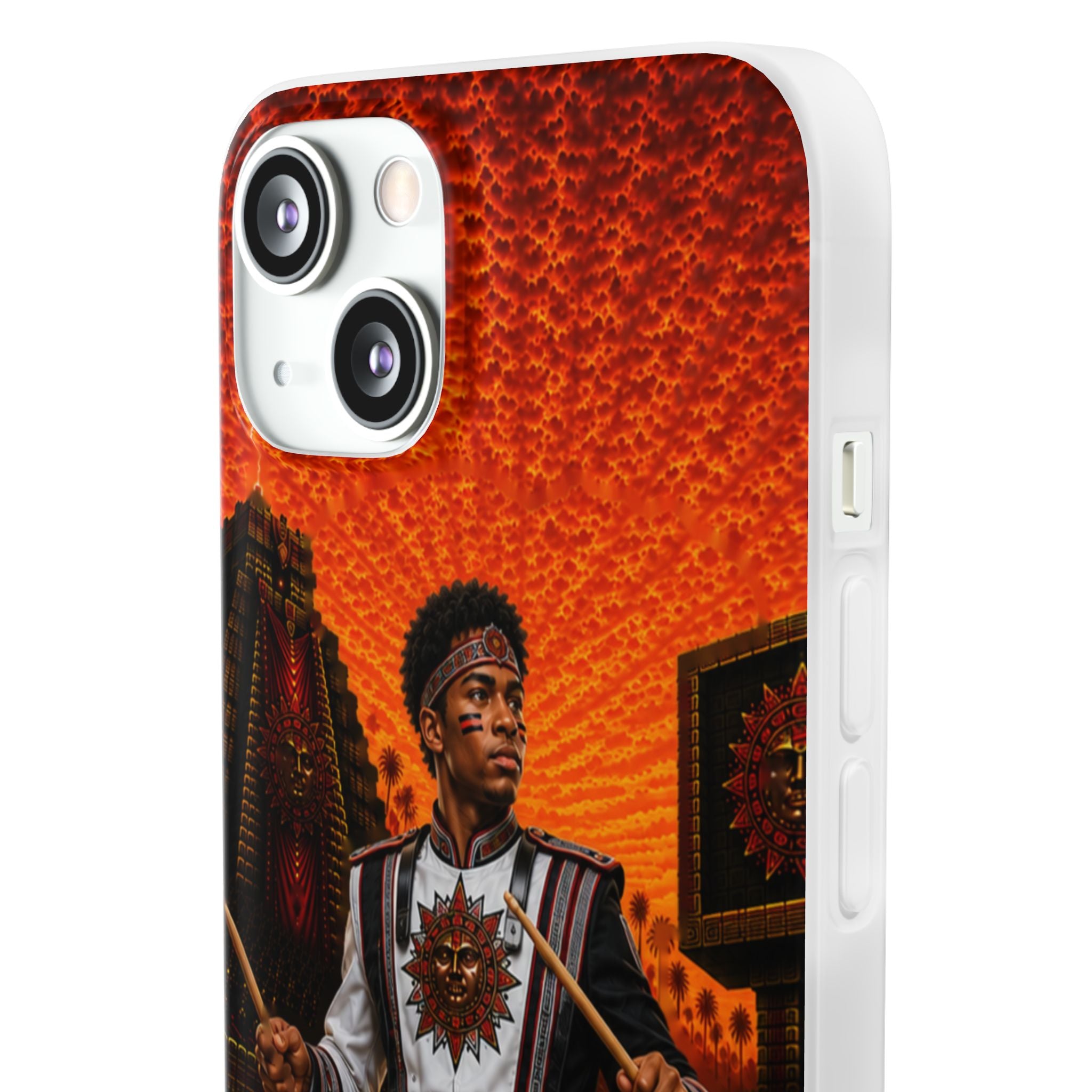 Aztec Band Warrior – Flexi Phone Case (iPhone & Samsung • Clear TPU • Made & Shipped in the USA • 🚚 FREE USA Shipping • Personalized Option)