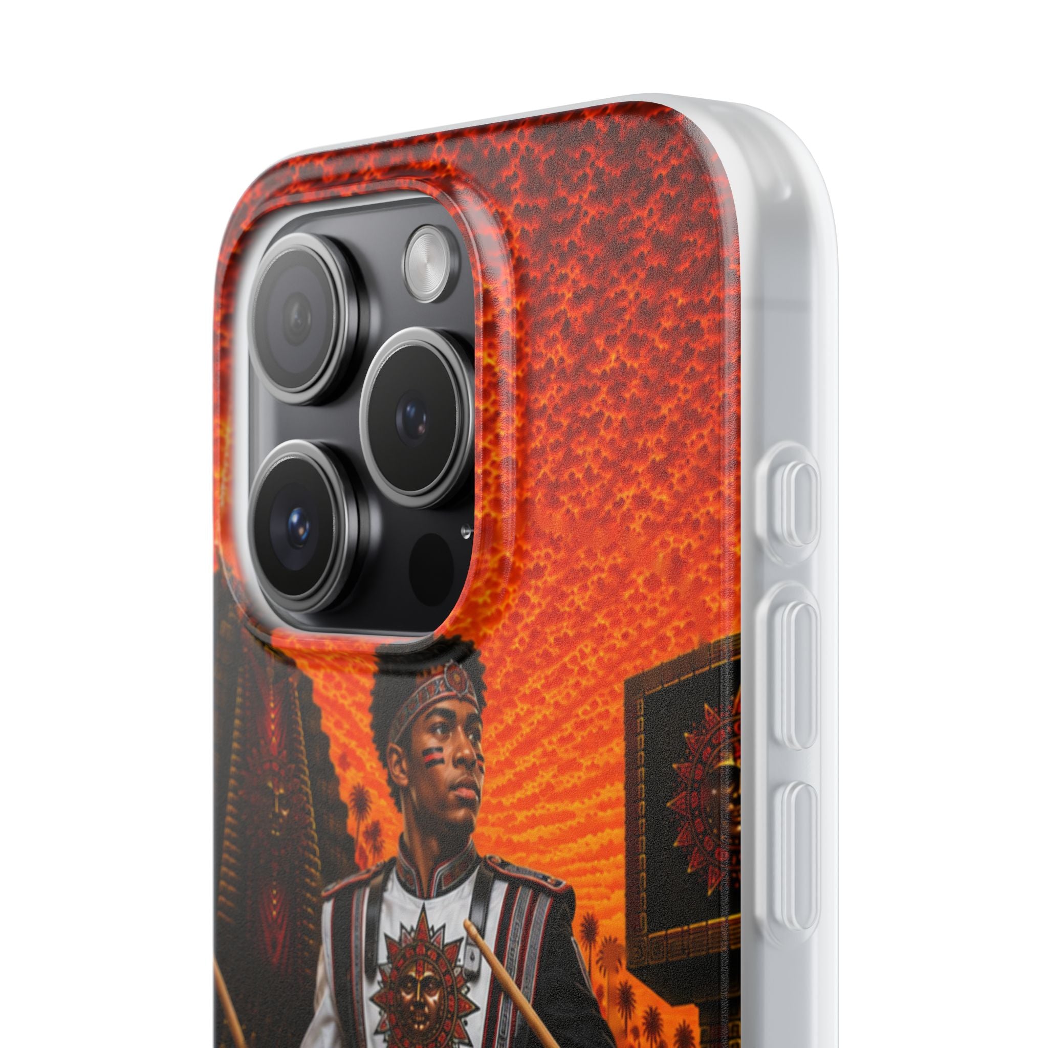 Aztec Band Warrior – Flexi Phone Case (iPhone & Samsung • Clear TPU • Made & Shipped in the USA • 🚚 FREE USA Shipping • Personalized Option)