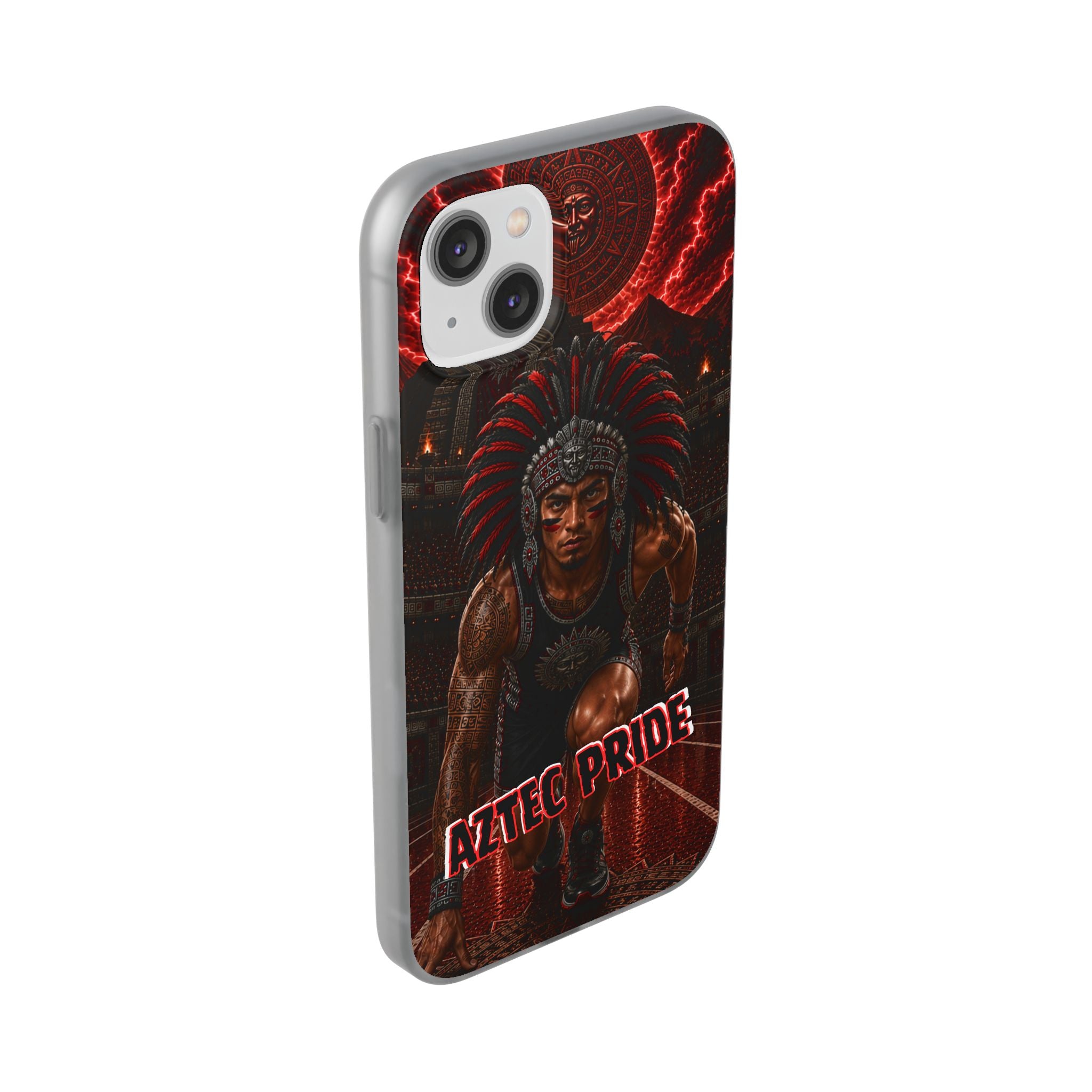 Aztec Track & Field Male Warrior – Flexi Phone Case (iPhone & Samsung • Clear TPU • Made & Shipped in the USA • 🚚 FREE USA Shipping • Personalized Option)