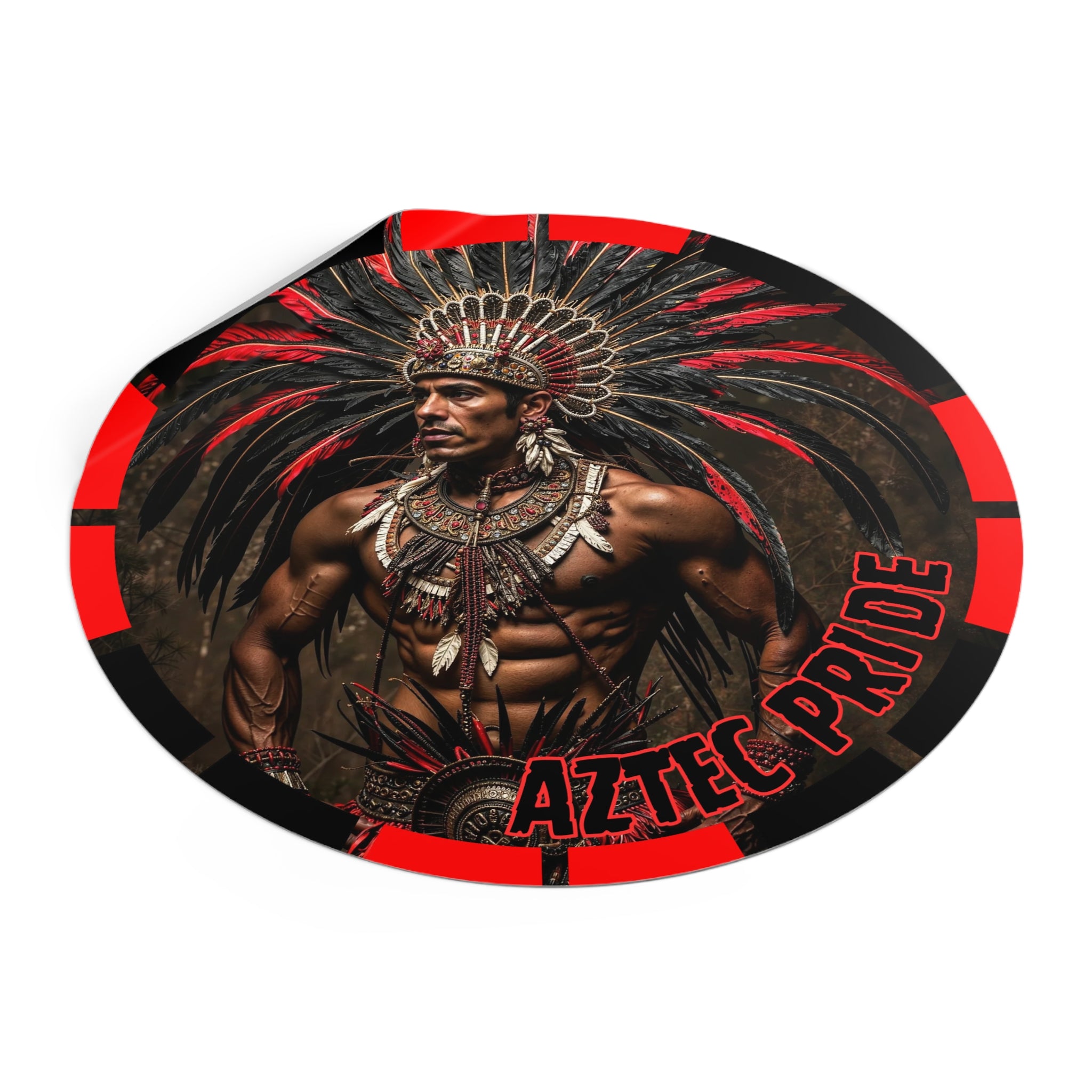 Aztec Sun Guardian Round Vinyl Sticker – Waterproof Matte Decal (2”–6”)