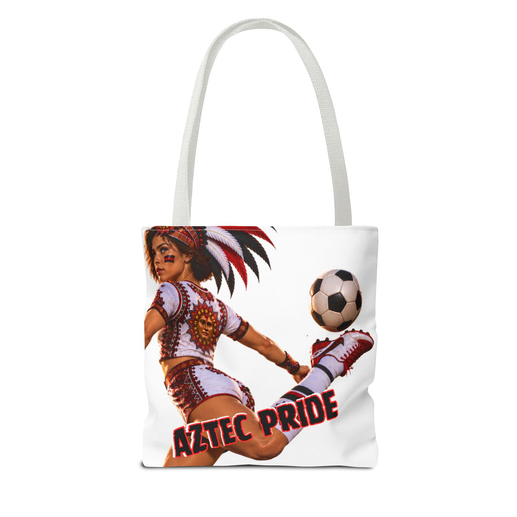 Aztec Soccer Female Warrior Tote Bag | Aztec-Inspired AI Art • Made & Shipped in the USA • 🚚 FREE USA Shipping • FREE Personalization