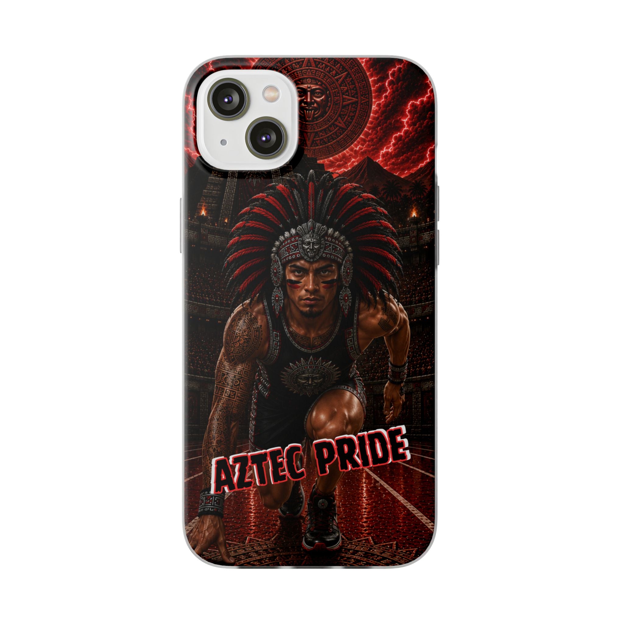 Aztec Track & Field Male Warrior – Flexi Phone Case (iPhone & Samsung • Clear TPU • Made & Shipped in the USA • 🚚 FREE USA Shipping • Personalized Option)