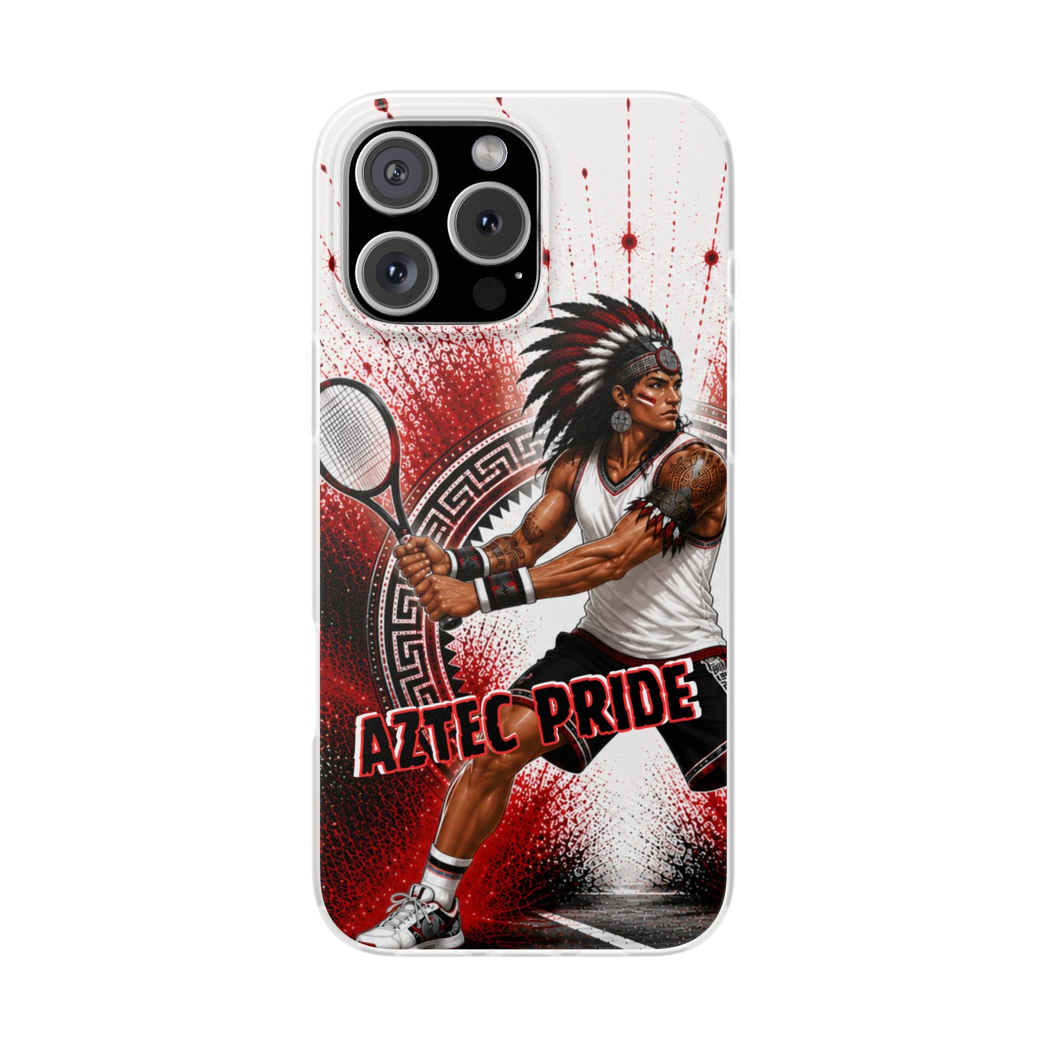 Aztec Tennis Male Warrior – Flexi Phone Case (iPhone & Samsung • Clear TPU • Made & Shipped in the USA • 🚚 FREE USA Shipping • Personalized Option)