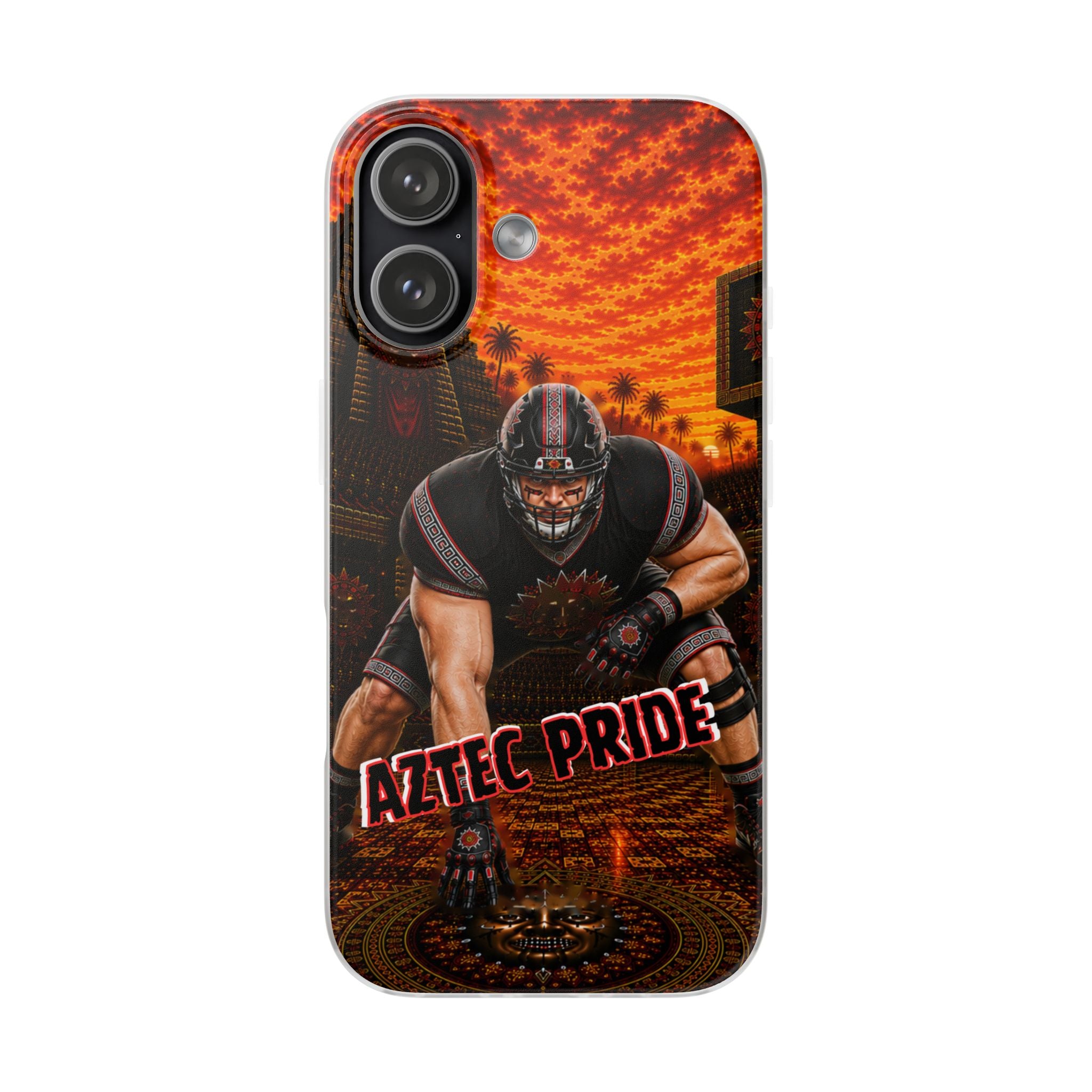 Aztec Football Warrior – Flexi Phone Case (iPhone & Samsung • Clear TPU • Made & Shipped in the USA • 🚚 FREE USA Shipping • Personalized Option)